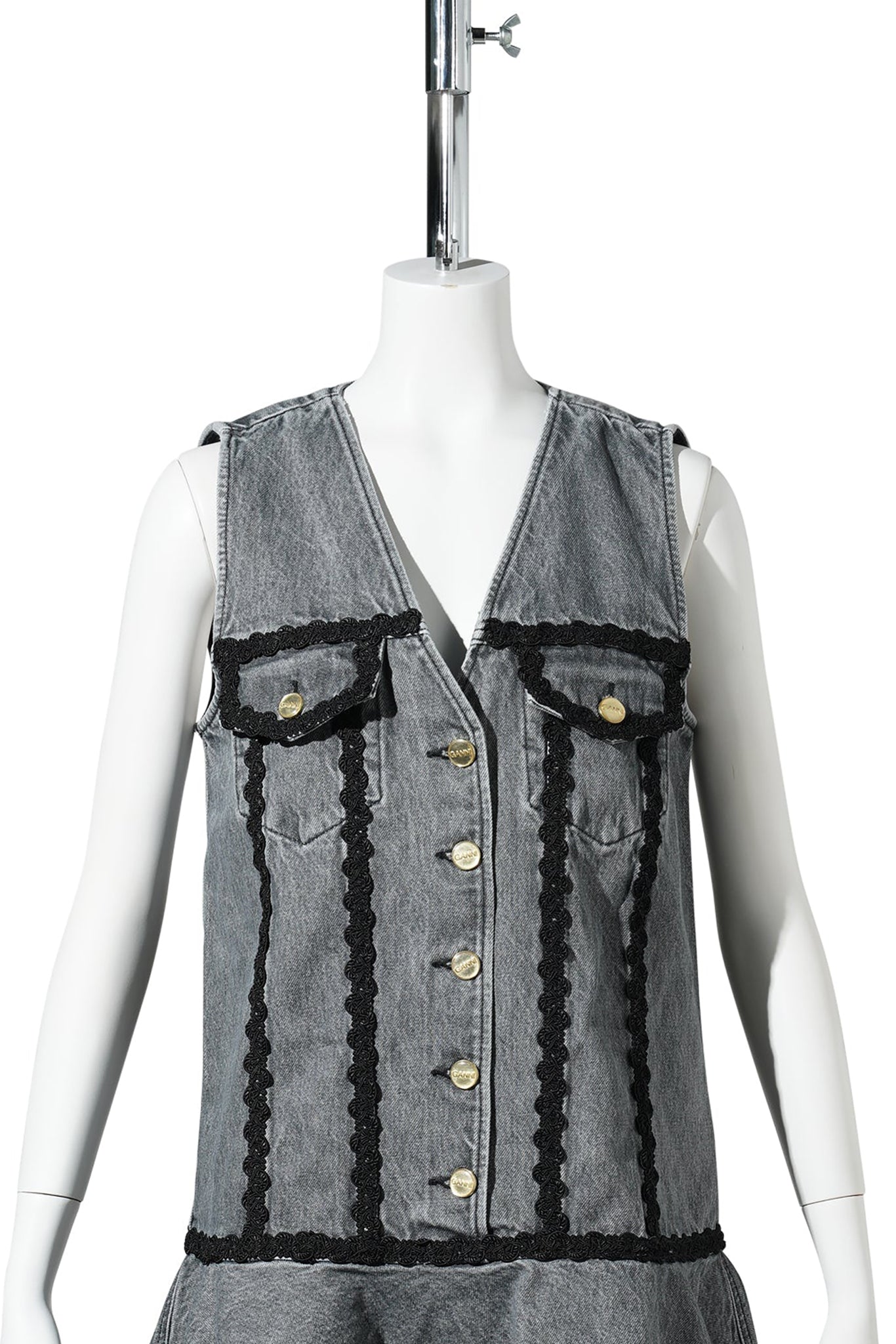 RIGID DENIM MINI DRESS / SLATEGREY