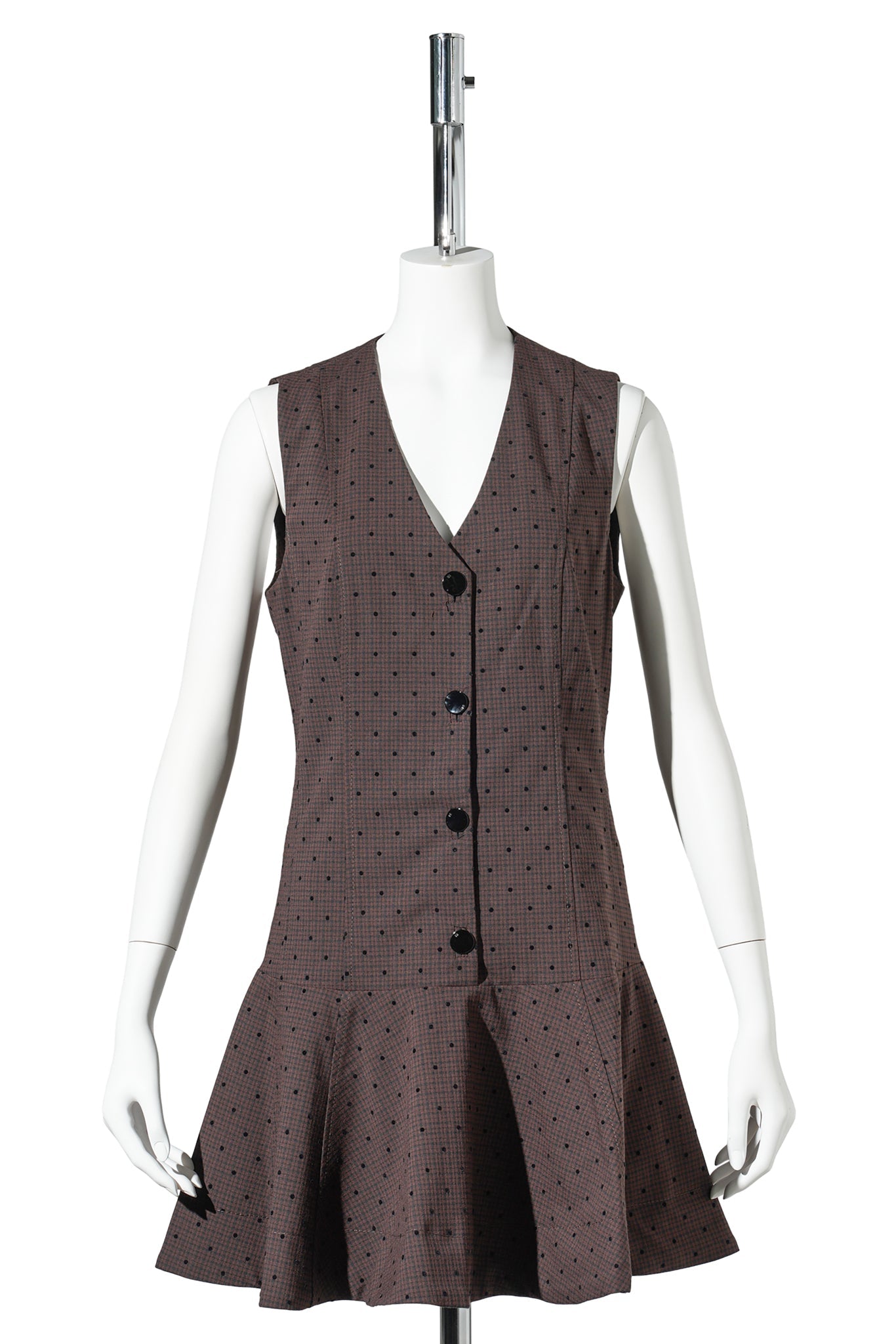 FLOCK CHECK SUITING MINI DRESS / CHICORY COFFEE