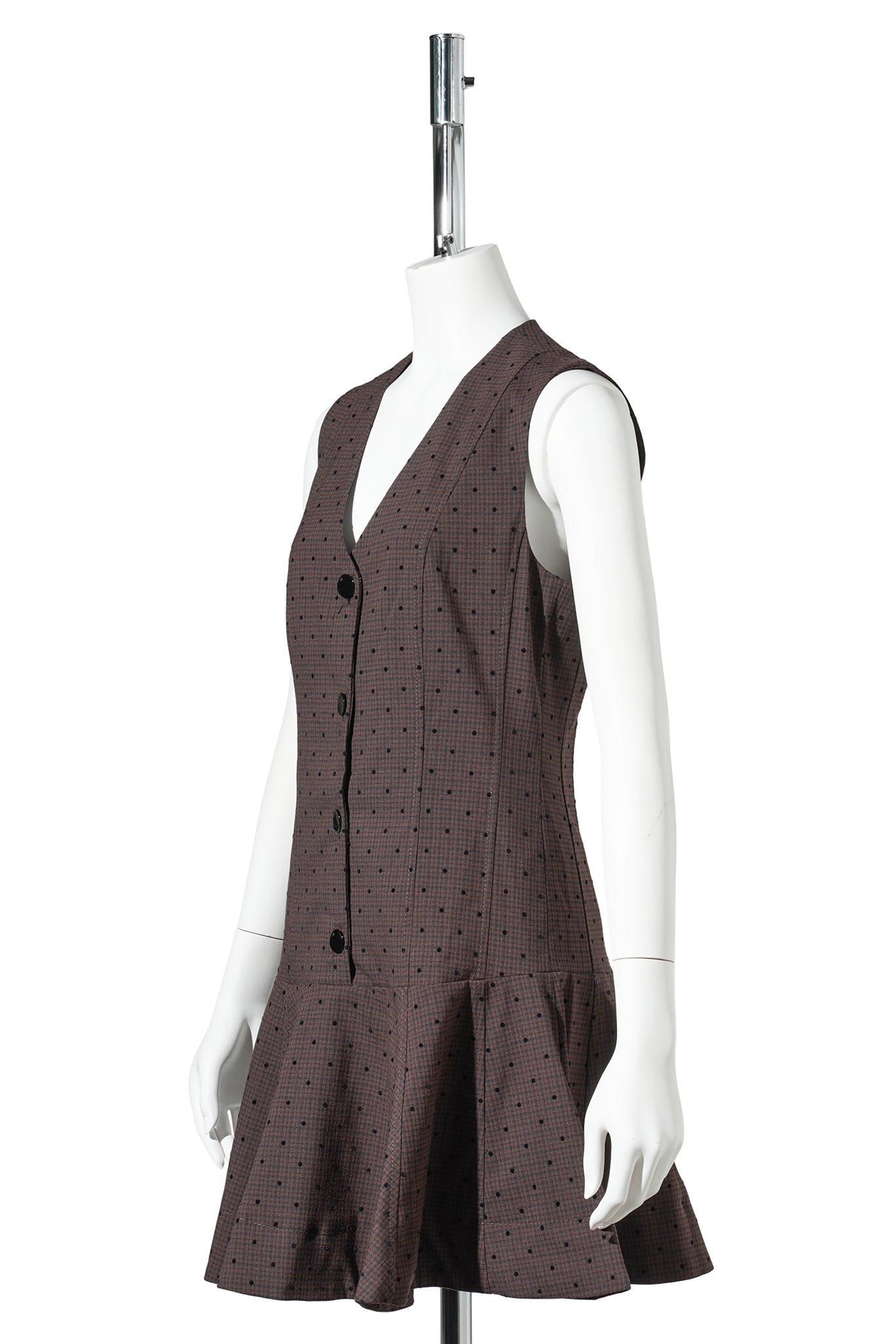 FLOCK CHECK SUITING MINI DRESS / CHICORY COFFEE