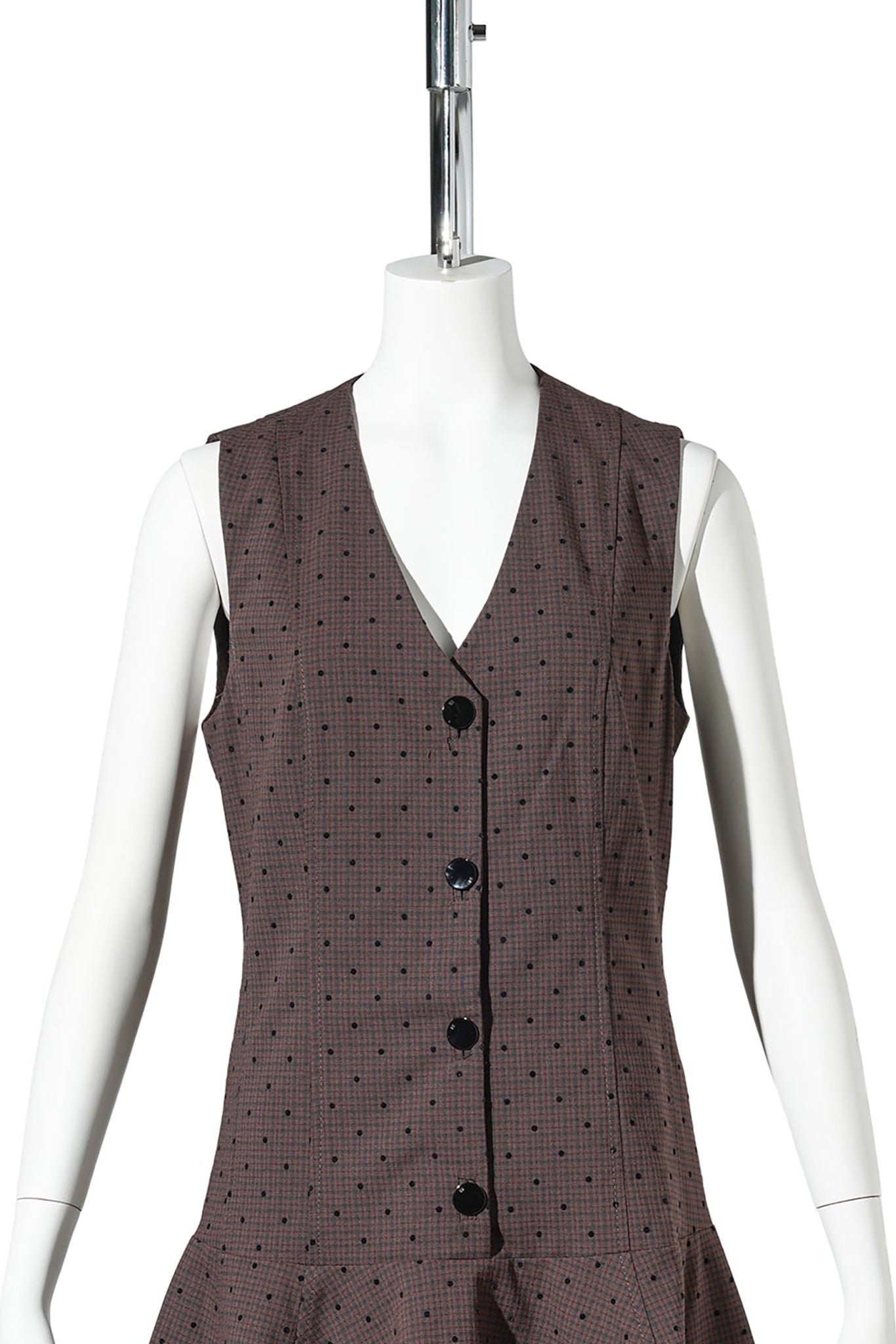 FLOCK CHECK SUITING MINI DRESS / CHICORY COFFEE