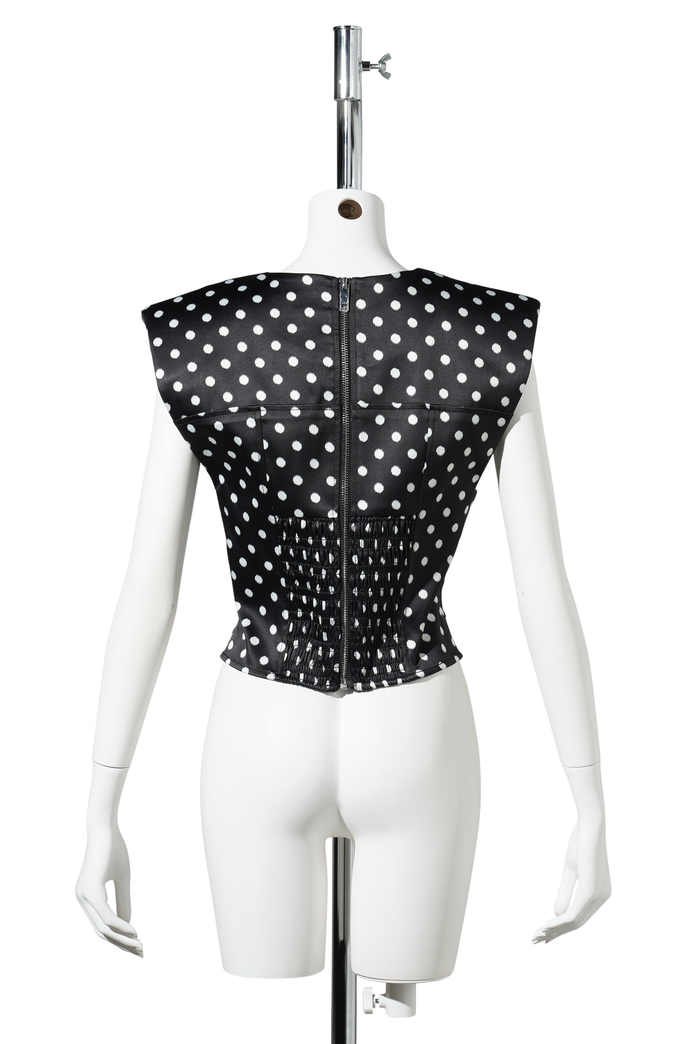 PRINTED DOUBLE SATIN CORSET TOP / BLACK