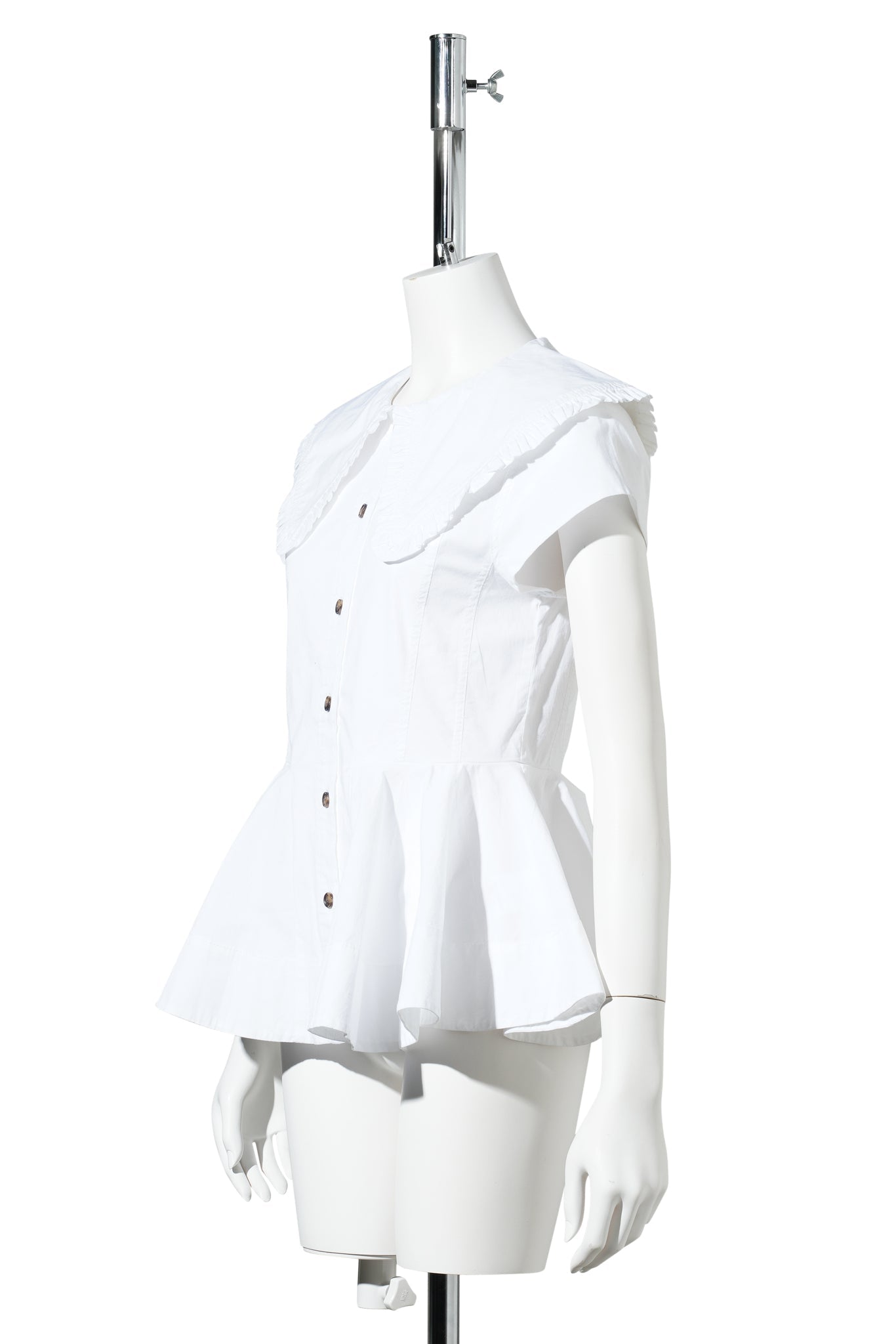 STRETCH COTTON PETER PAN COLLAR SHIRT / BRIGHT WHITE