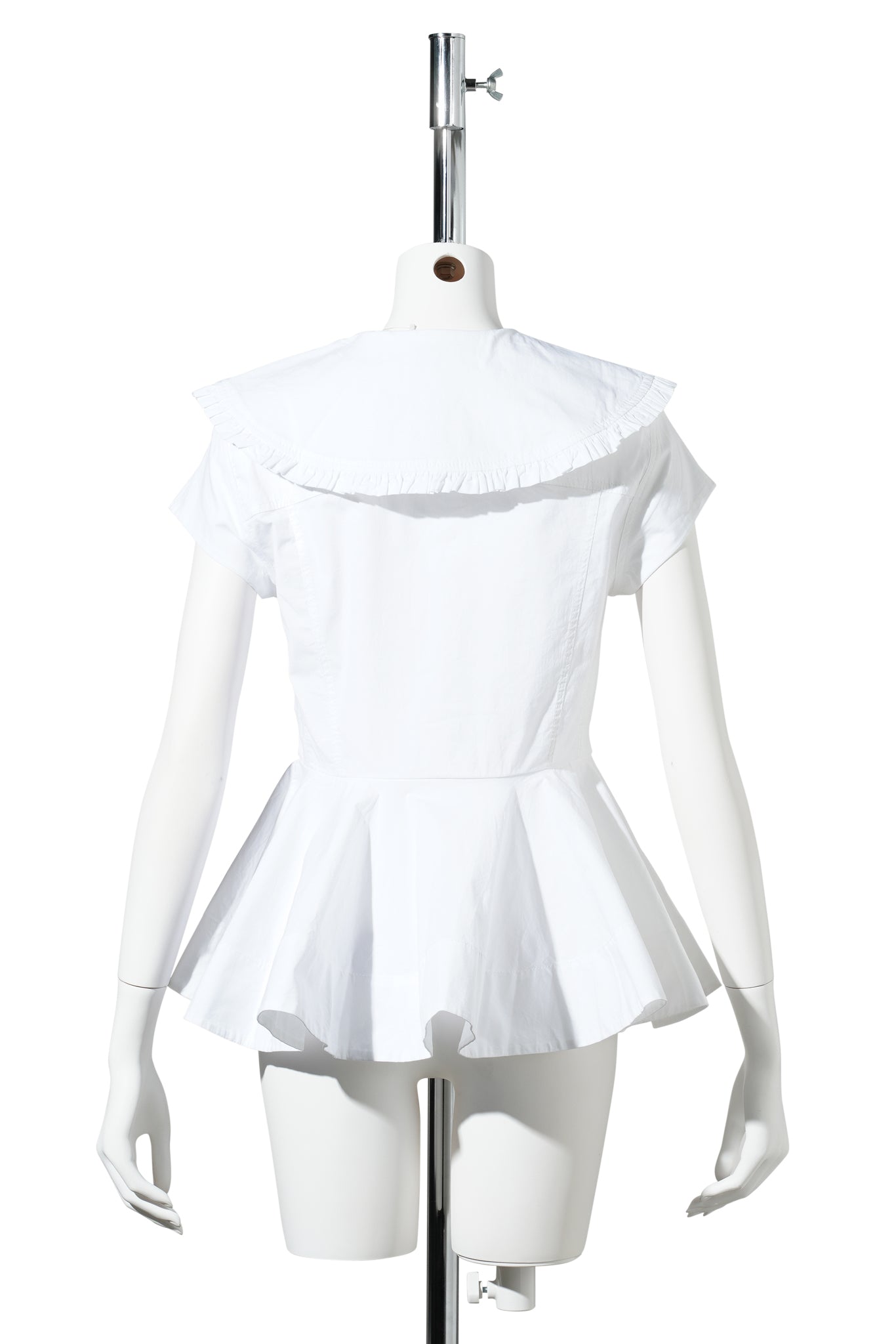 STRETCH COTTON PETER PAN COLLAR SHIRT / BRIGHT WHITE