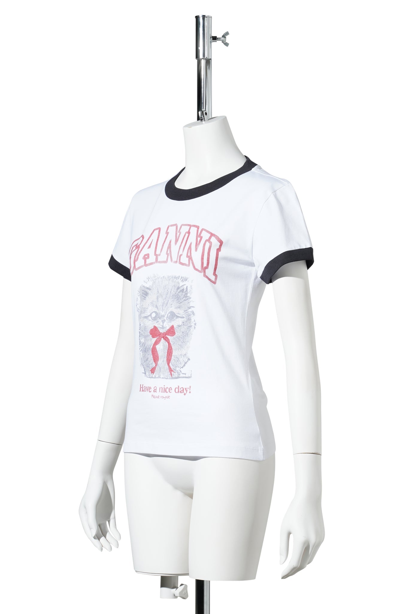 BASIC COTTON JERSEY MARGOT KITTY PRINT / BRIGHT WHITE