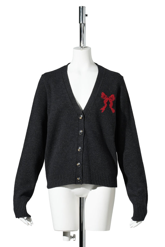 GRAPHIC WOOL CARDIGAN / PHANTOM
