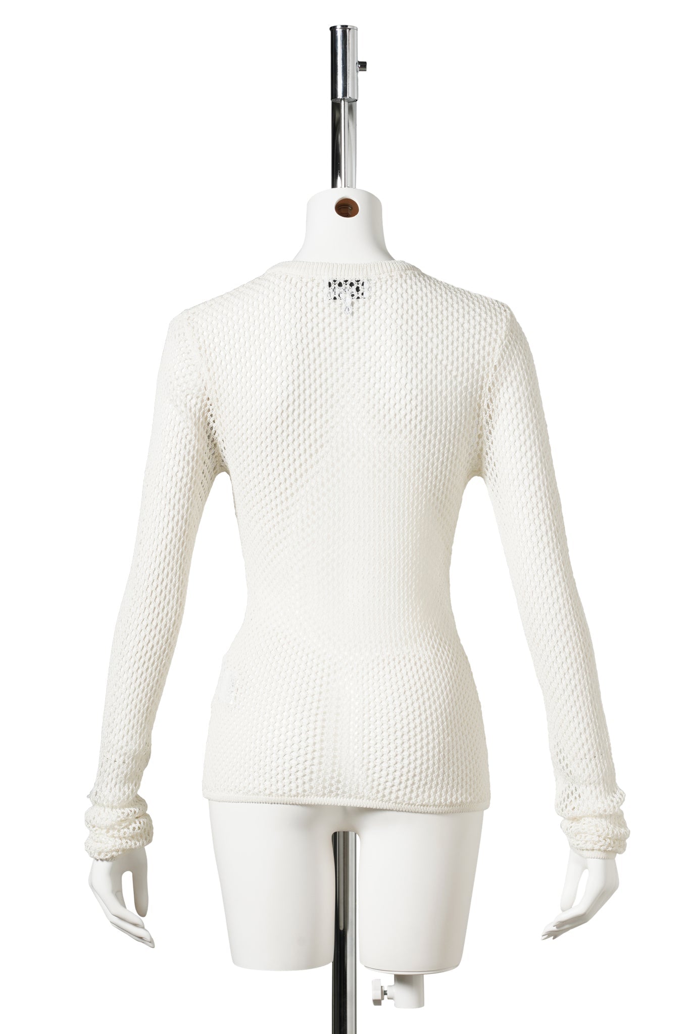 MERCERIZED COTTON MESH POINTELLE LONGSLEEVE / EGRET
