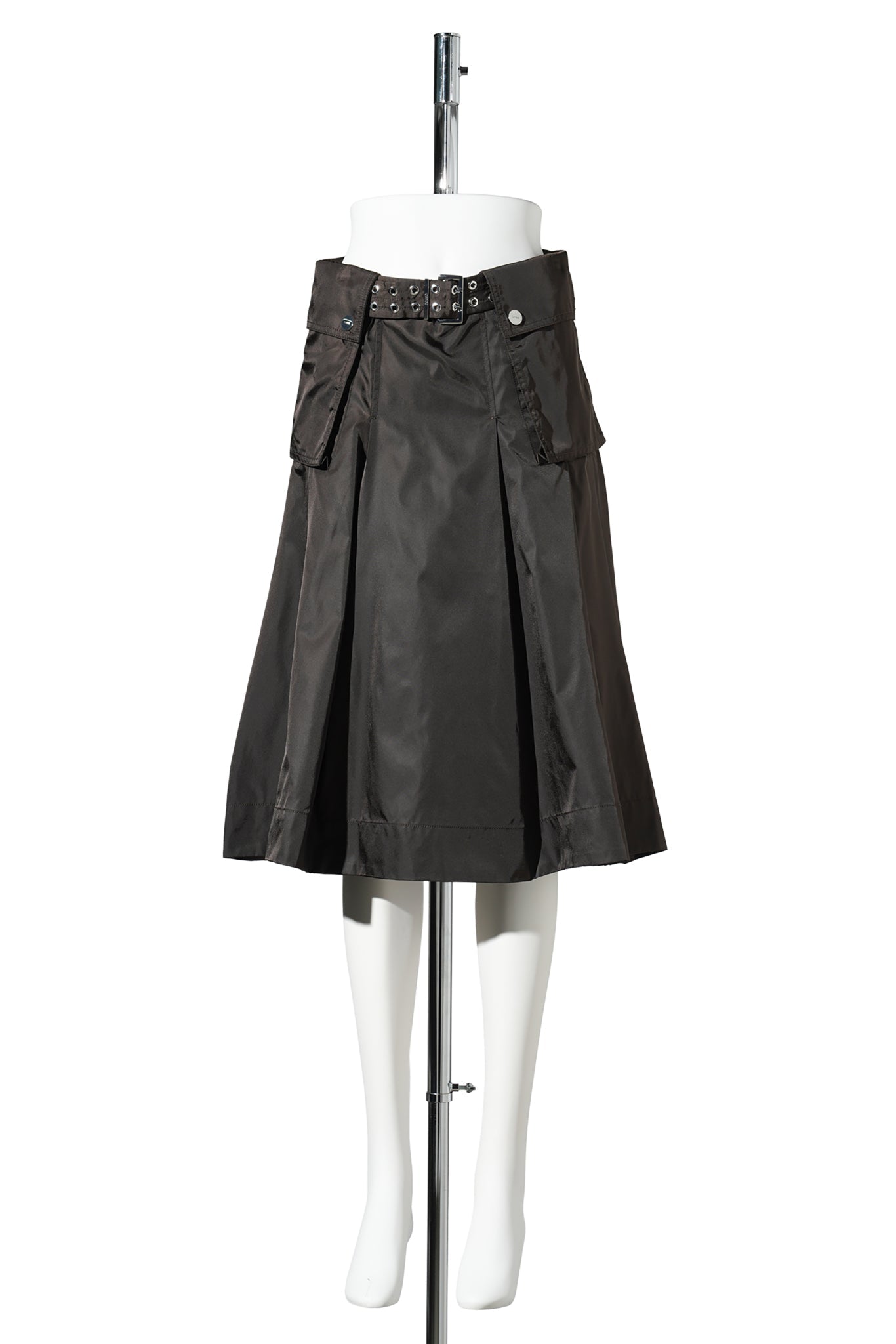 DUCHESSE NYLON MIDI PLEATED POCKET SKIRT / DEMITASSE