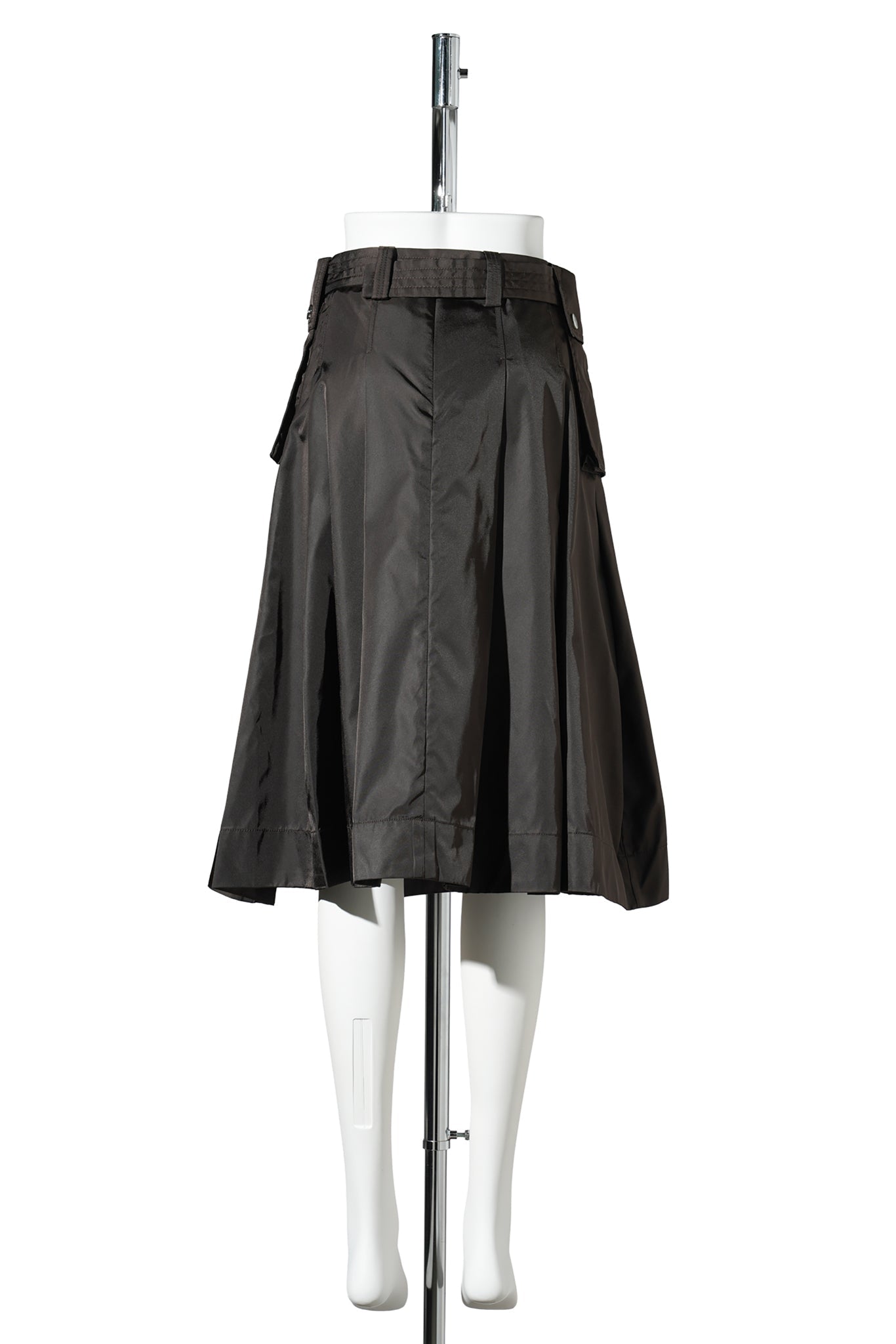 DUCHESSE NYLON MIDI PLEATED POCKET SKIRT / DEMITASSE