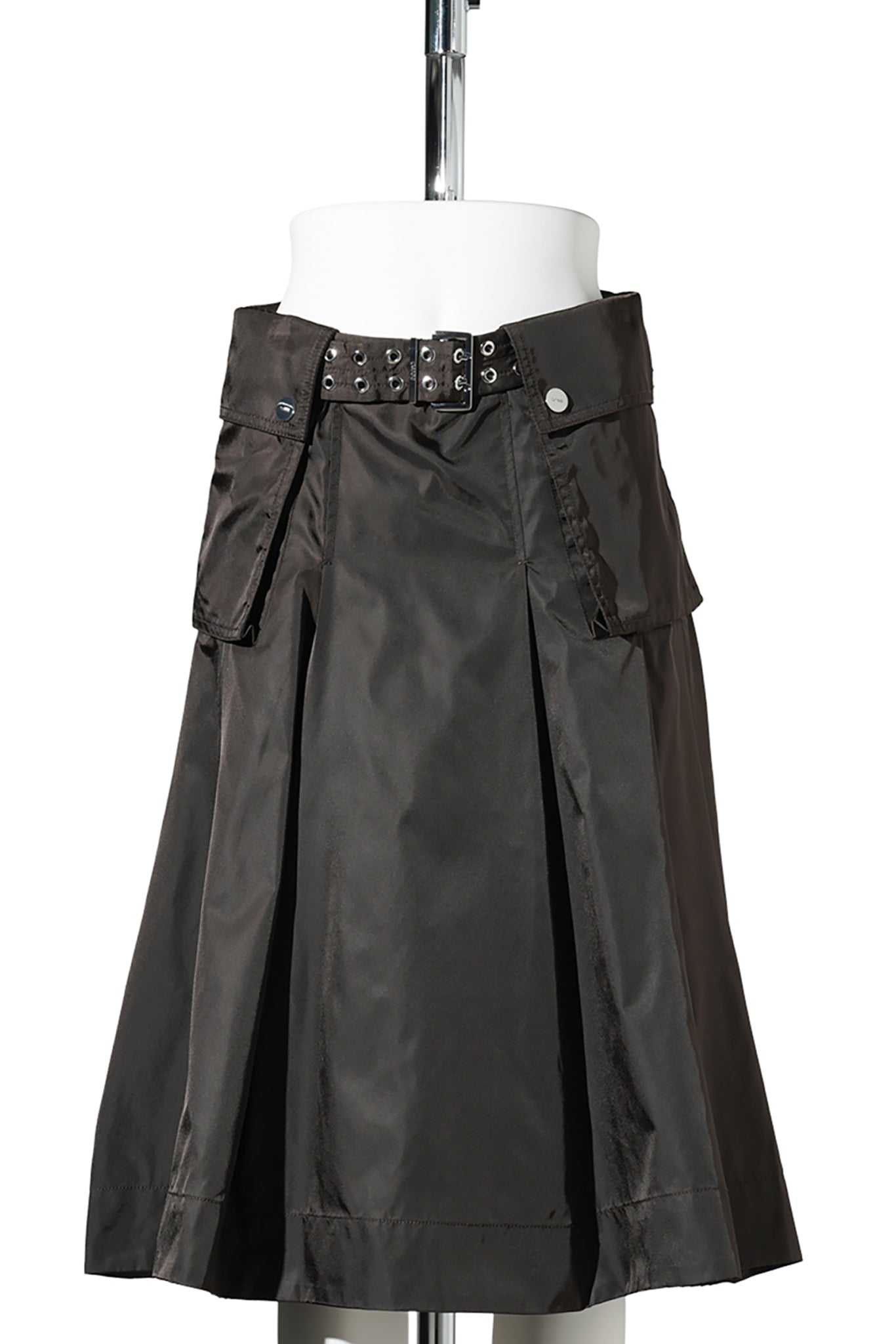 DUCHESSE NYLON MIDI PLEATED POCKET SKIRT / DEMITASSE