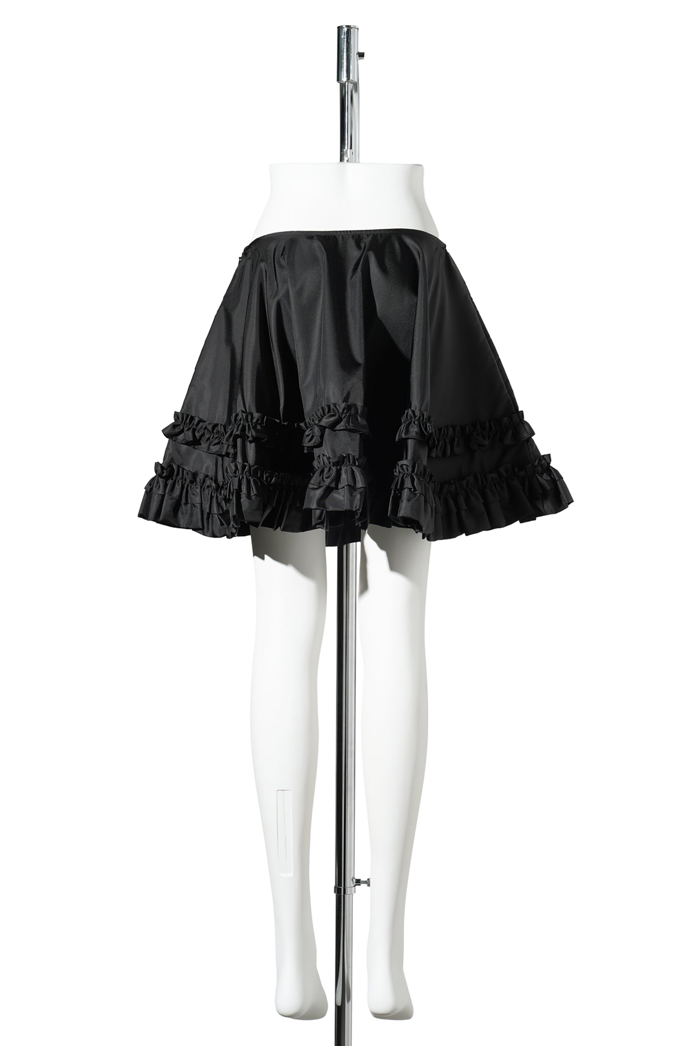 DUCHESSE NYLON MINI FRILL CIRCLE SKIRT / BLACK