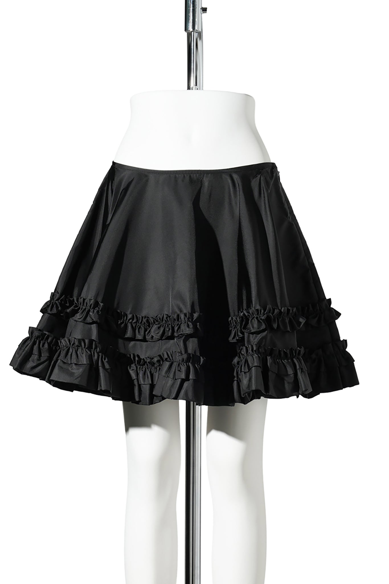 DUCHESSE NYLON MINI FRILL CIRCLE SKIRT / BLACK