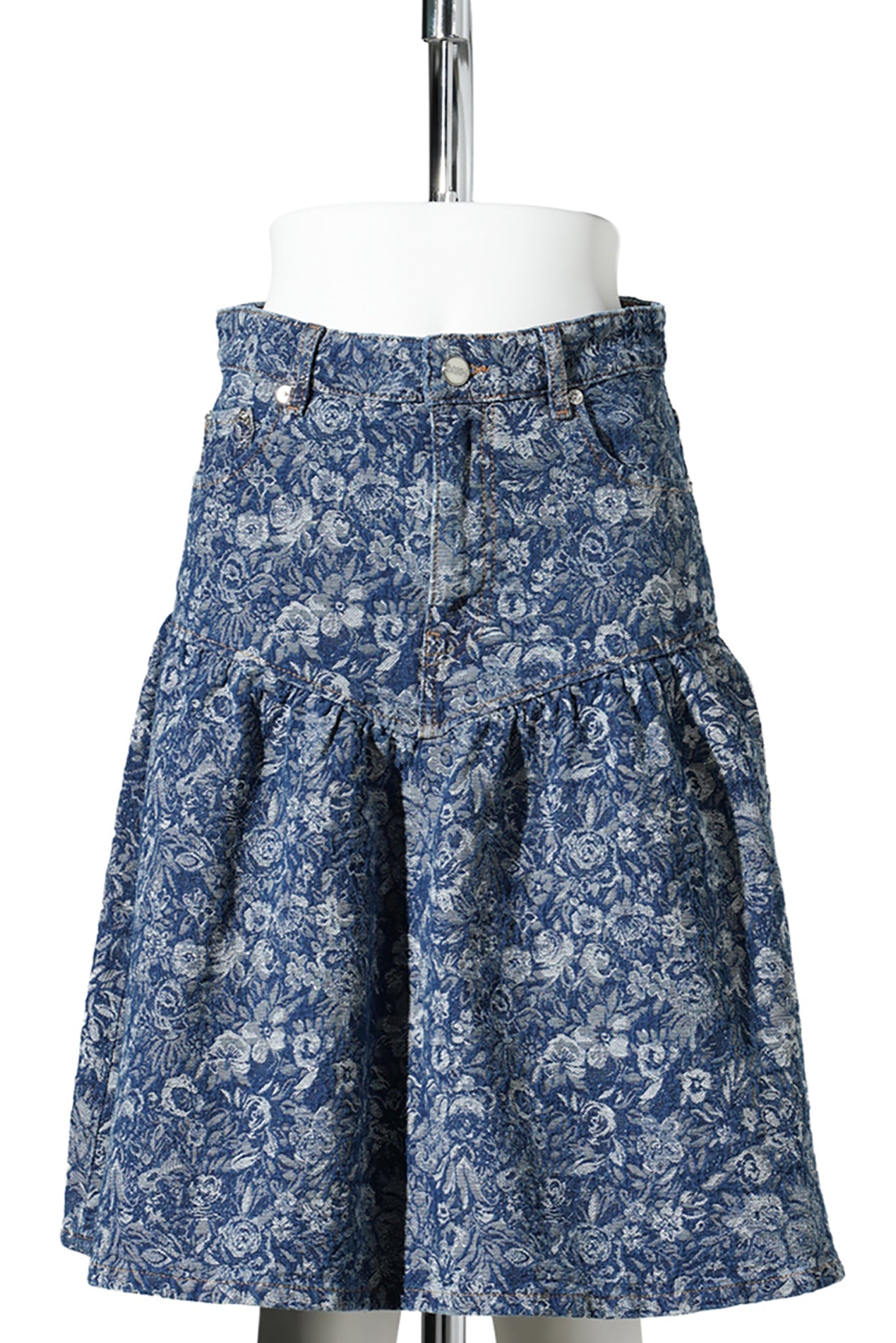 TAPESTRY DENIM KNEE LENGHT SKIRT / MIDBULE VINTAGE