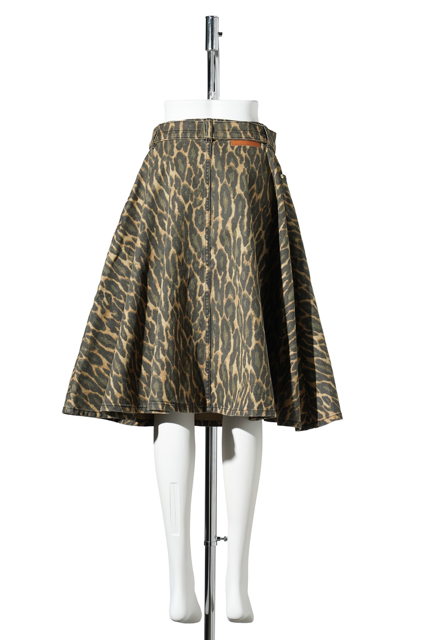 PRINT DENIM WRAP MIDI SKIRT / KHAKI