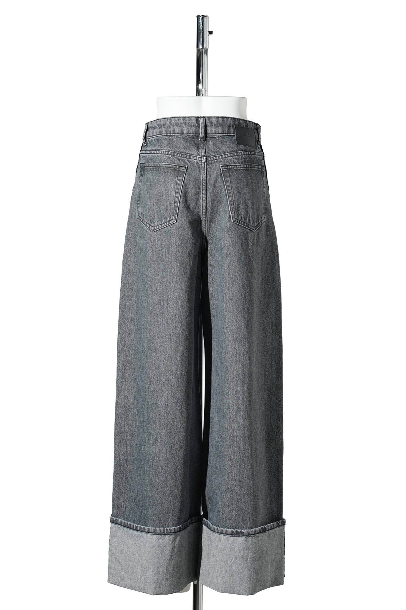 RIGID DENIM DOUBLE FLY BAGGY JEANS / SLATEGREY