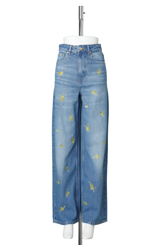PRINTED FLOWER DENIM LARI JEANS / LIGHTBLUEV