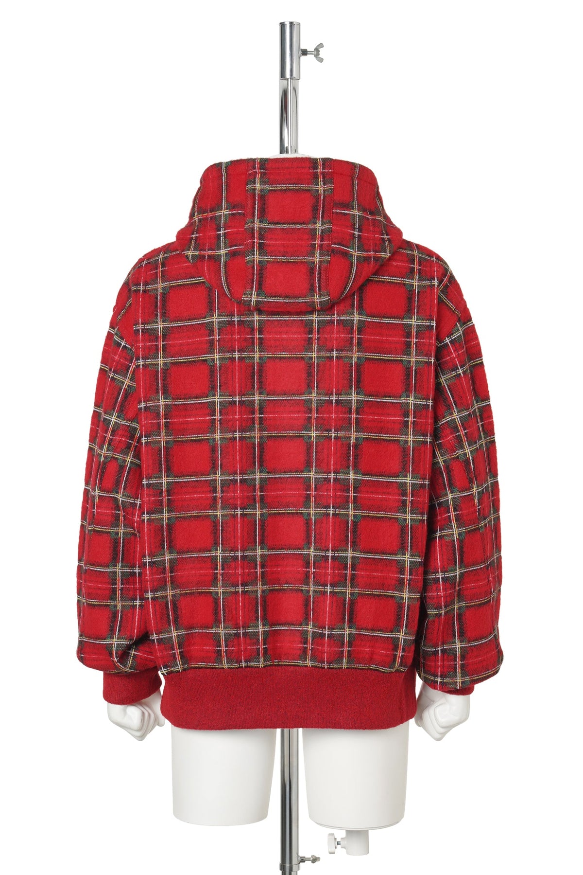 BRUSHED CHECK ZIP-UP HOODIE / 101:RED