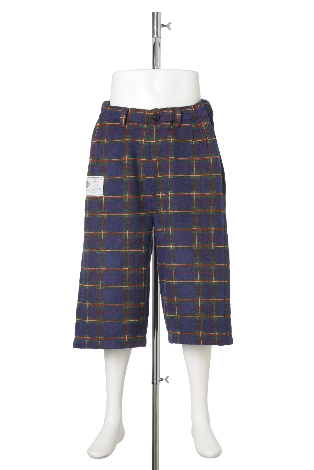 BRUSHED CHECK CROPPED PANTS / 705:NAVY