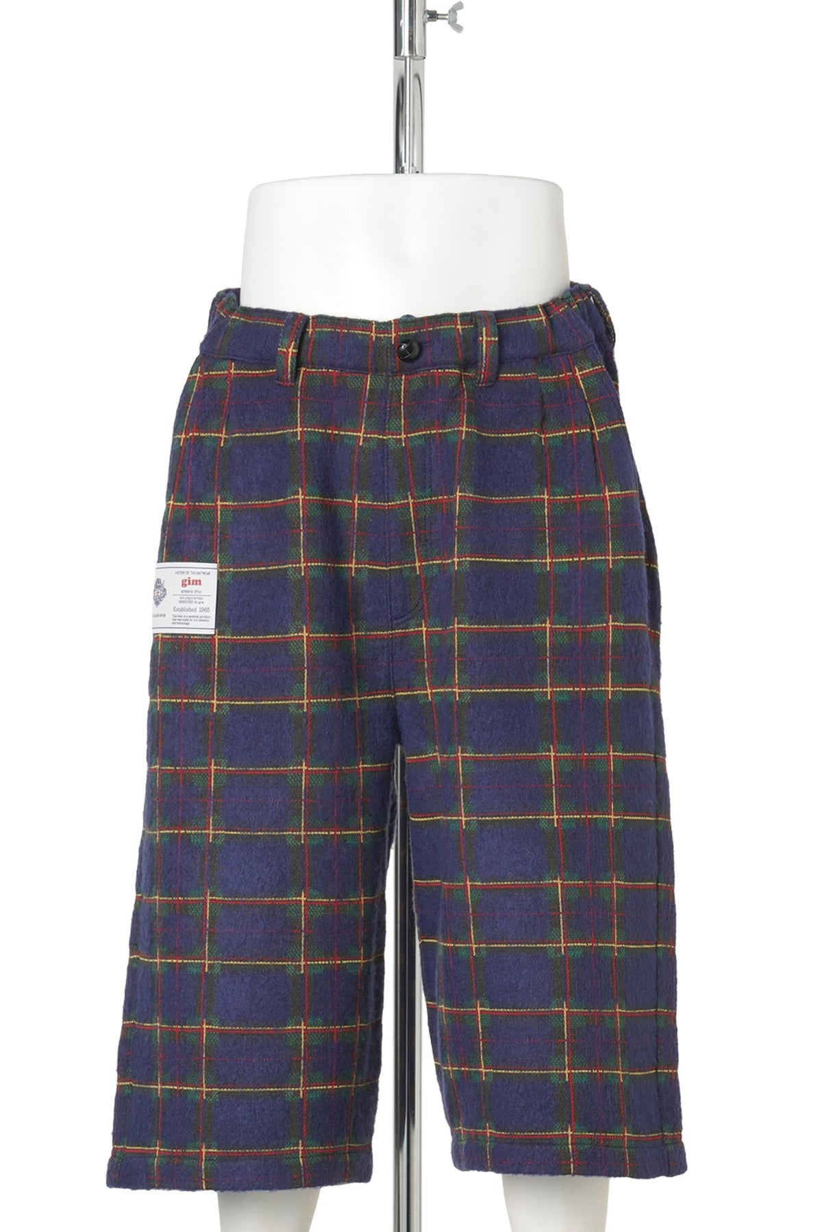 BRUSHED CHECK CROPPED PANTS / 705:NAVY
