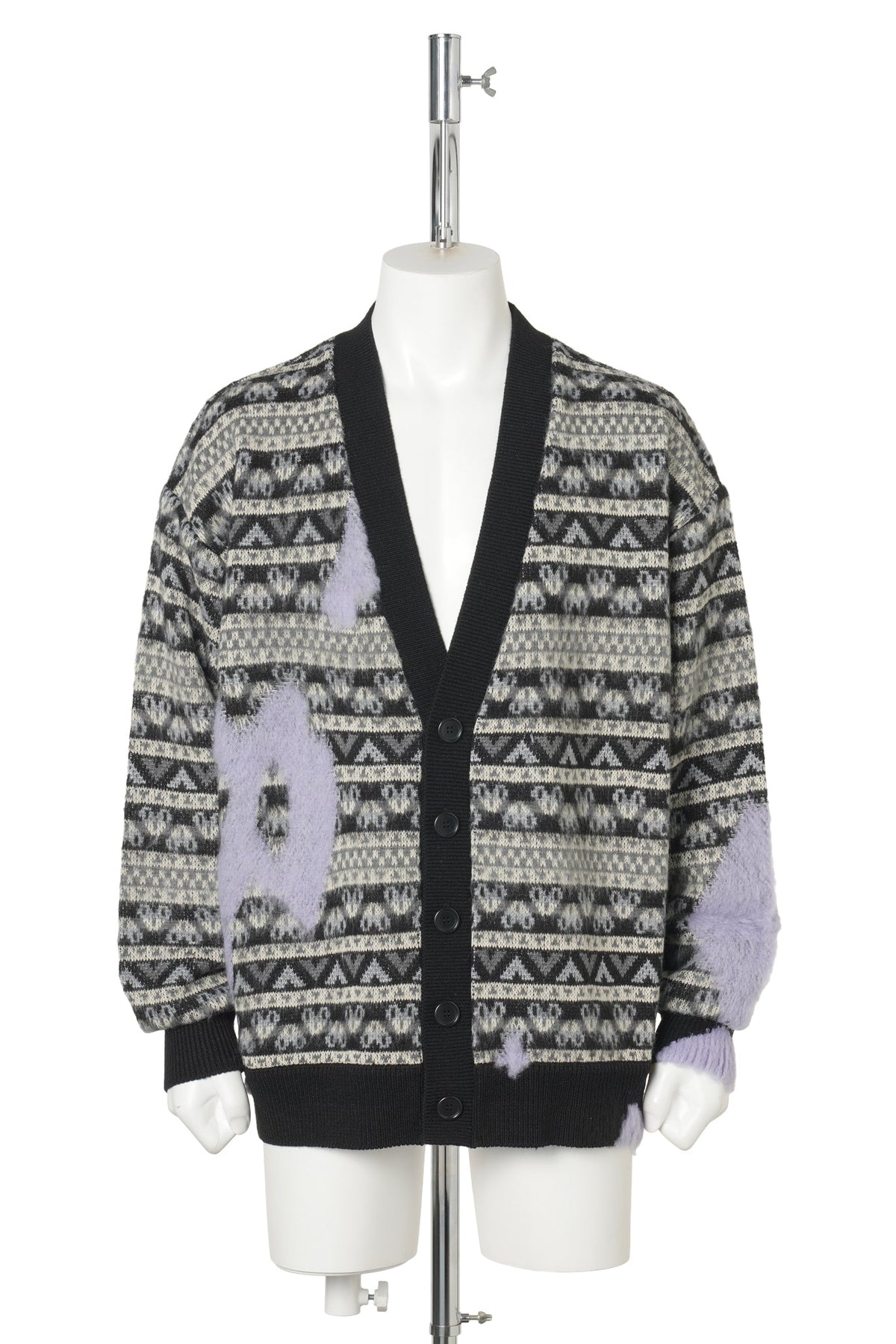 EVAPORATED FAIR ISLE CARDIGAN / 005:BLACK