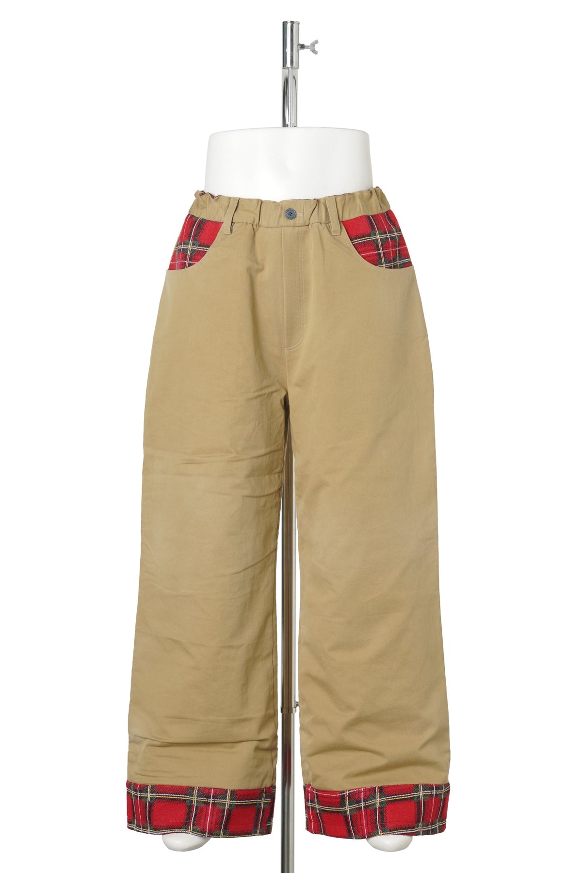 REVERSIBLE PEEKING KNIT WIDE CHINO PANTS / 303:BEIGE