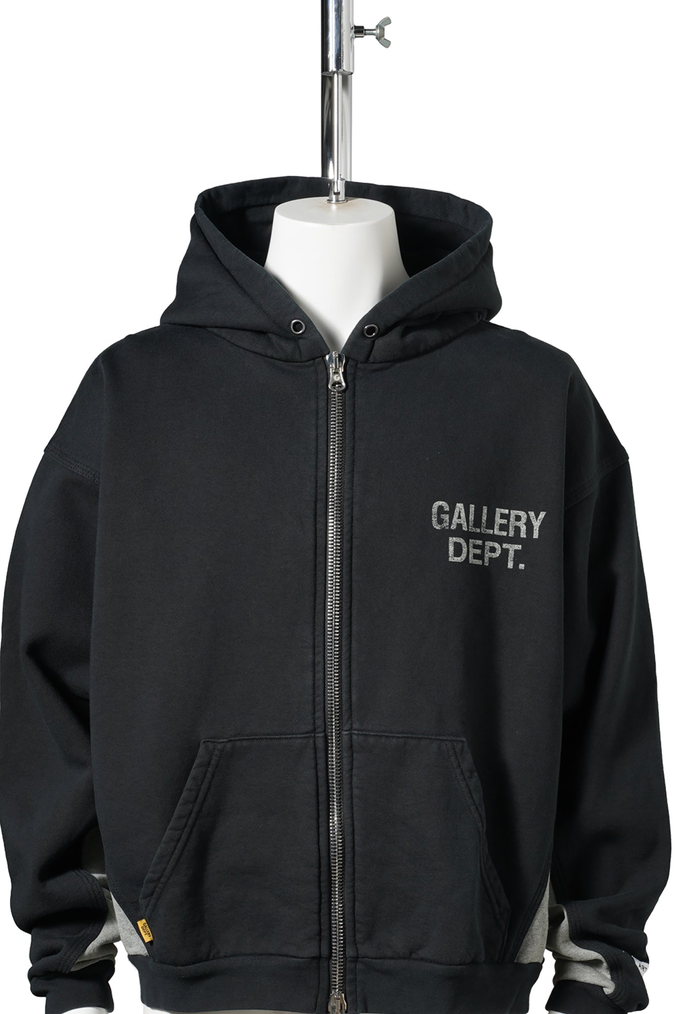 CONTRAST PANEL SWEATSHIRT / WASHED BLACK/HEATHER GREY
