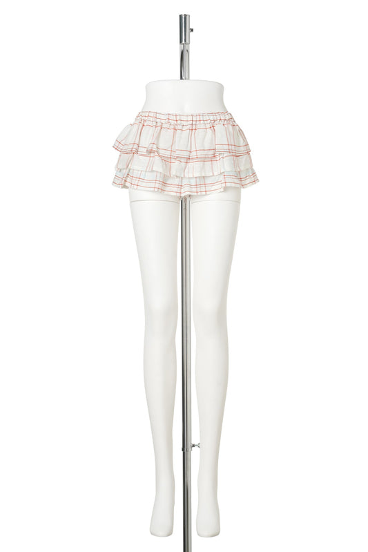 JARDIN CHECKS SHORTS / RED-WHITE