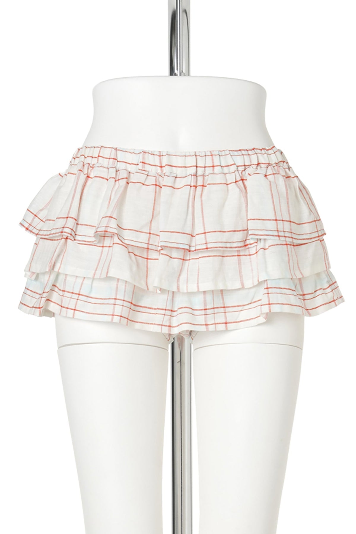 JARDIN CHECKS SHORTS / RED-WHITE