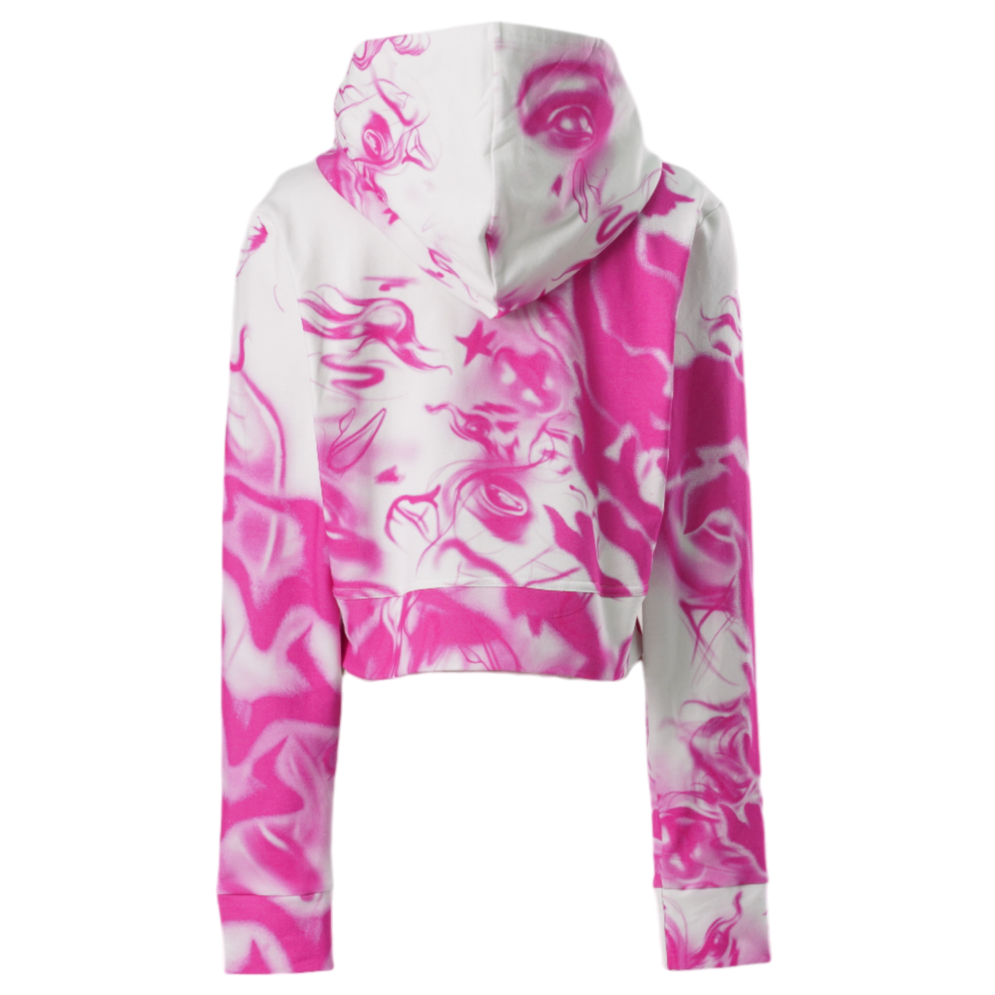 CROPPED HOODIE / WHITE/PINK