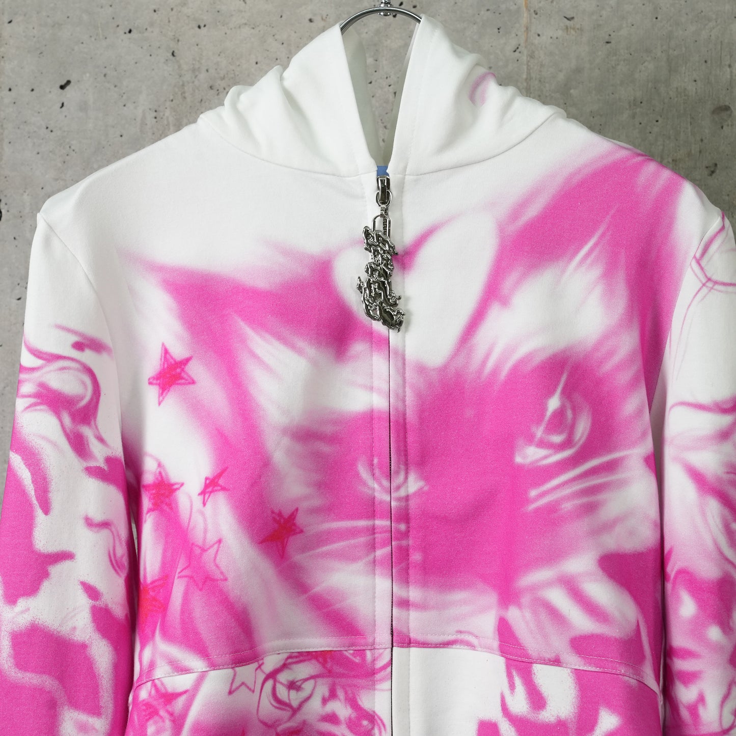 CROPPED HOODIE / WHITE/PINK