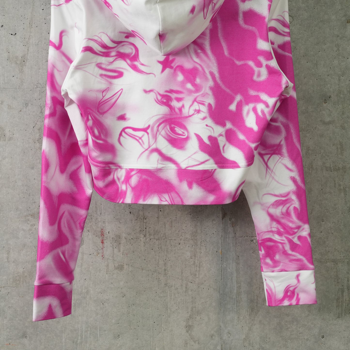 CROPPED HOODIE / WHITE/PINK