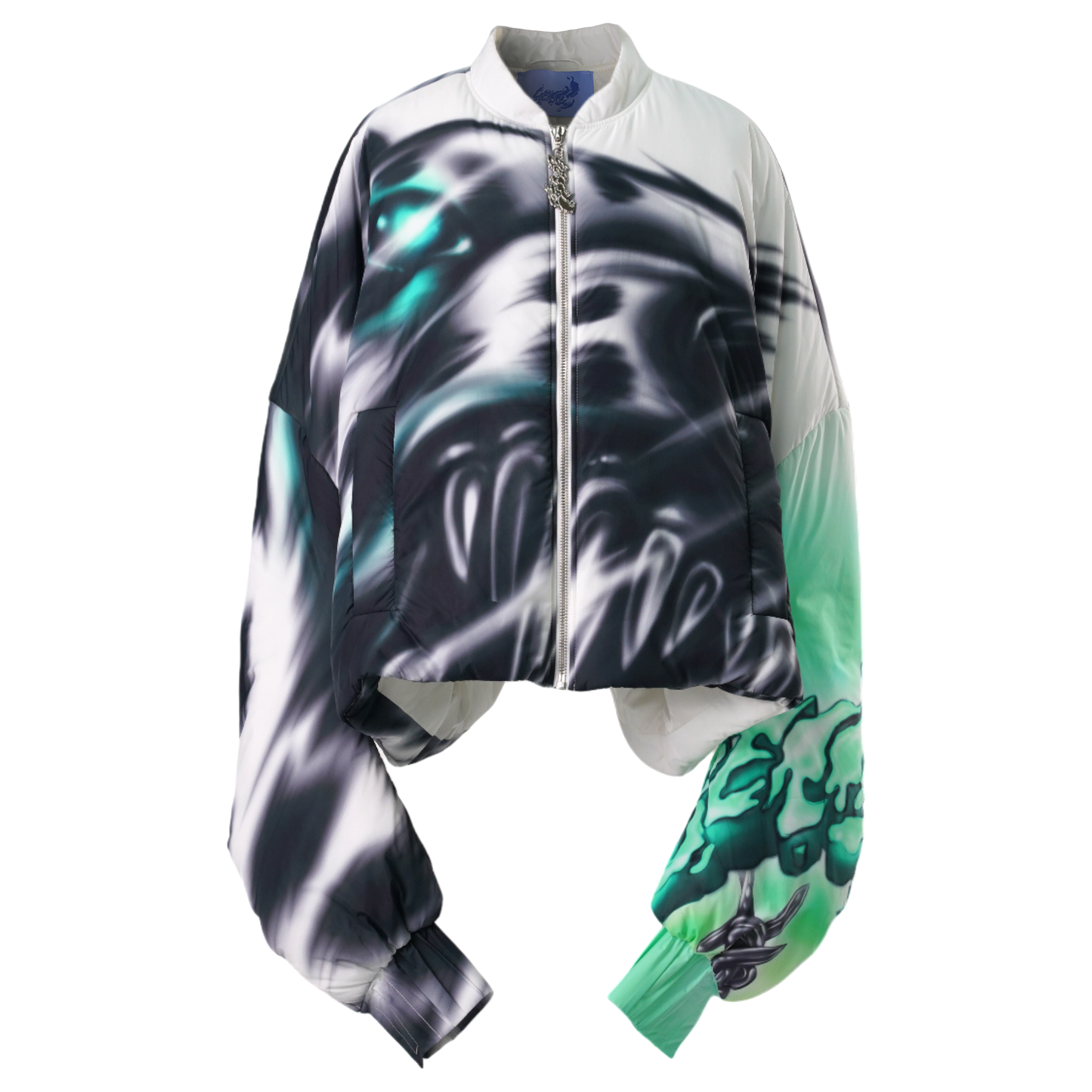 BOMBER JKT / WHITE/BLACK/GREEN