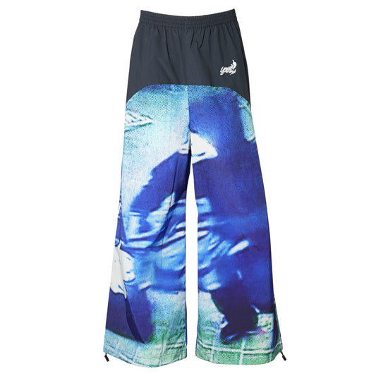 PRINTED NYLON PANT / WHITE/LIME/BLUE
