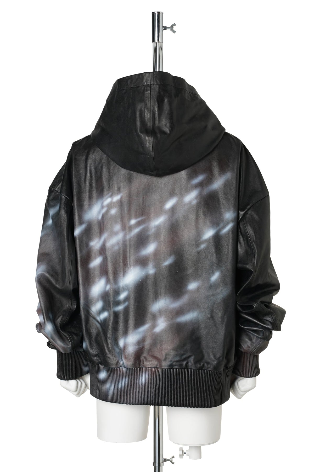 BAMBI LEATHER HOODIE / BLACK/BROWN