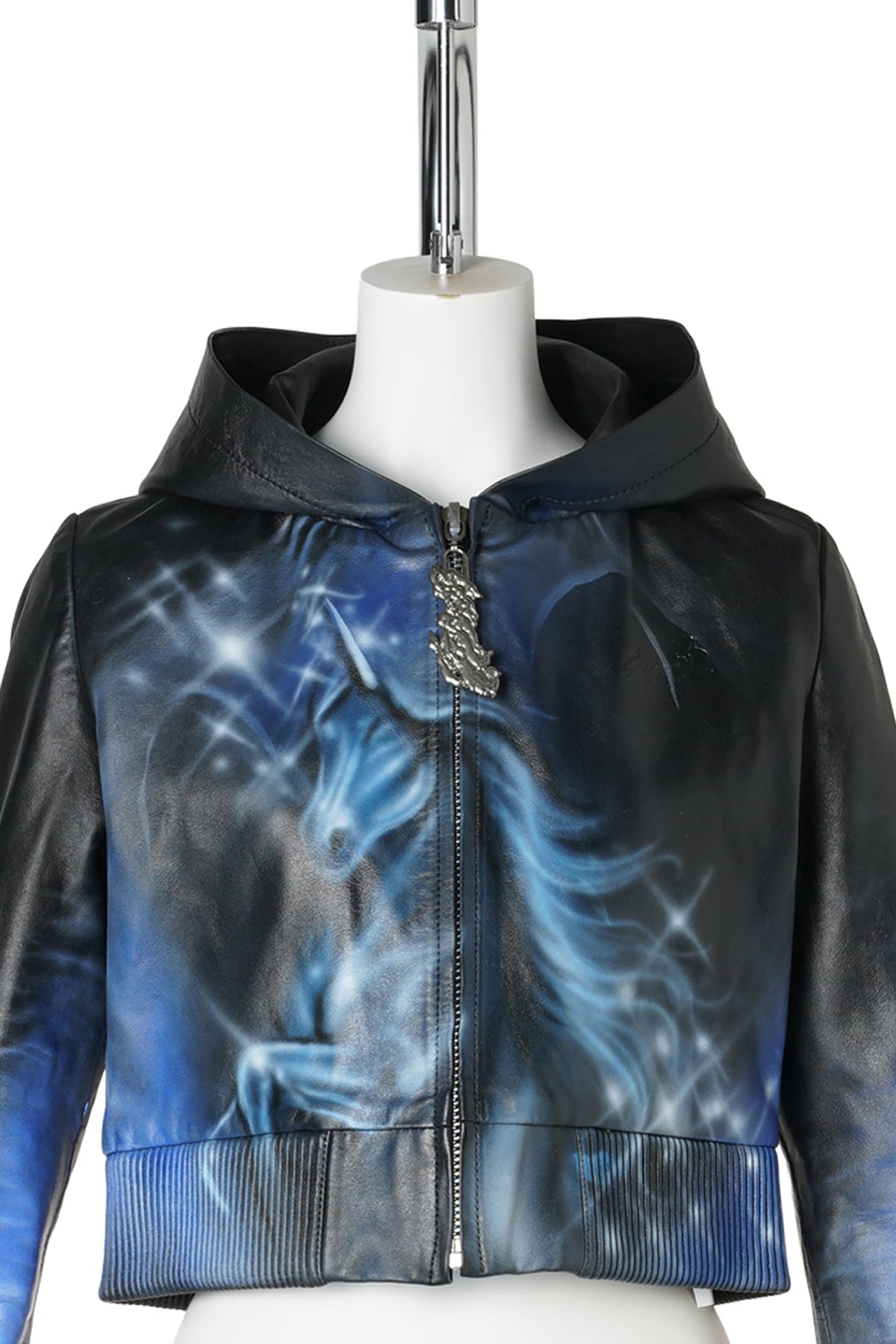 WOMENS CROPPED HOODIE / BLACK/BLUE
