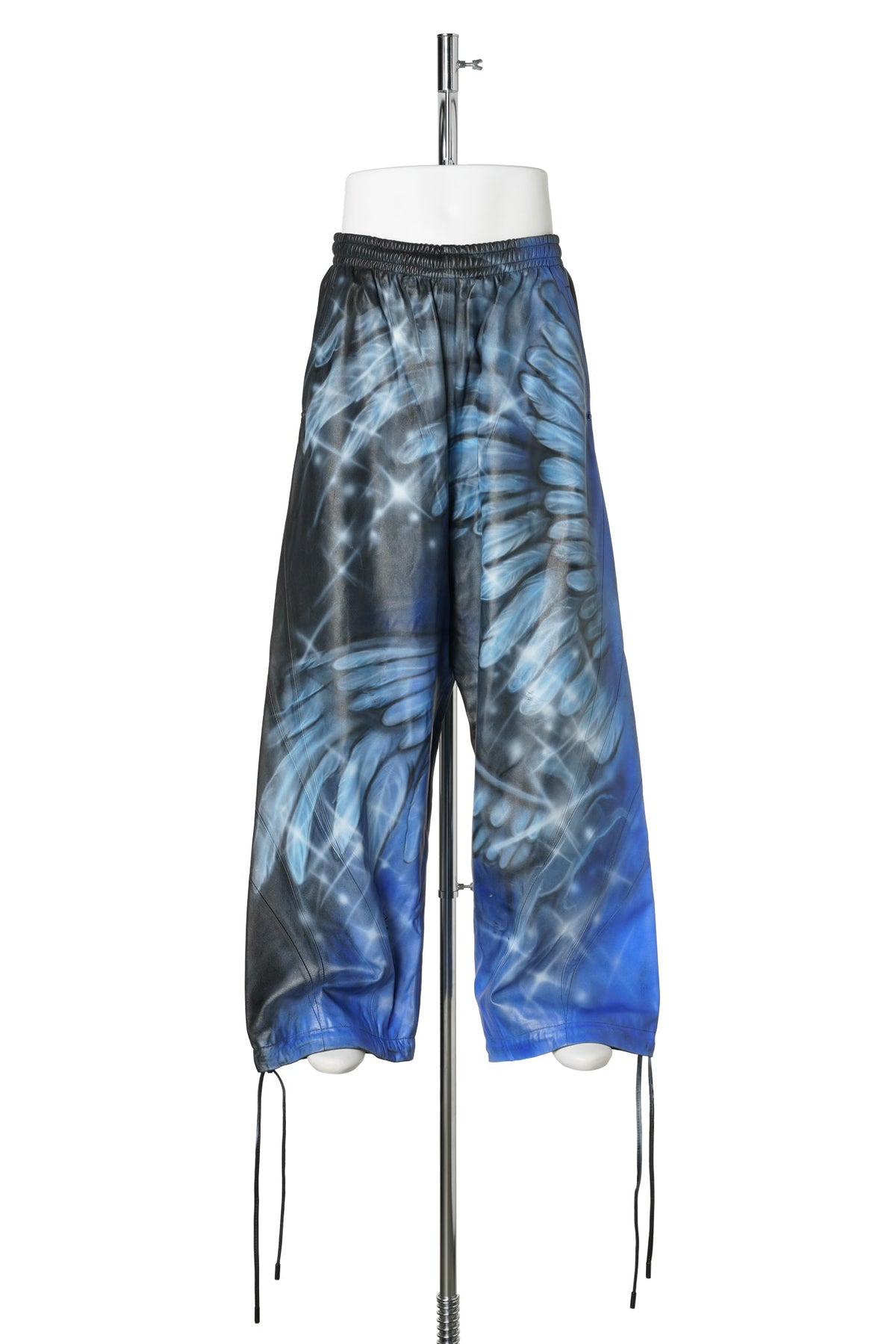 LEATHER TRACKPANT / BLACK/BLUE