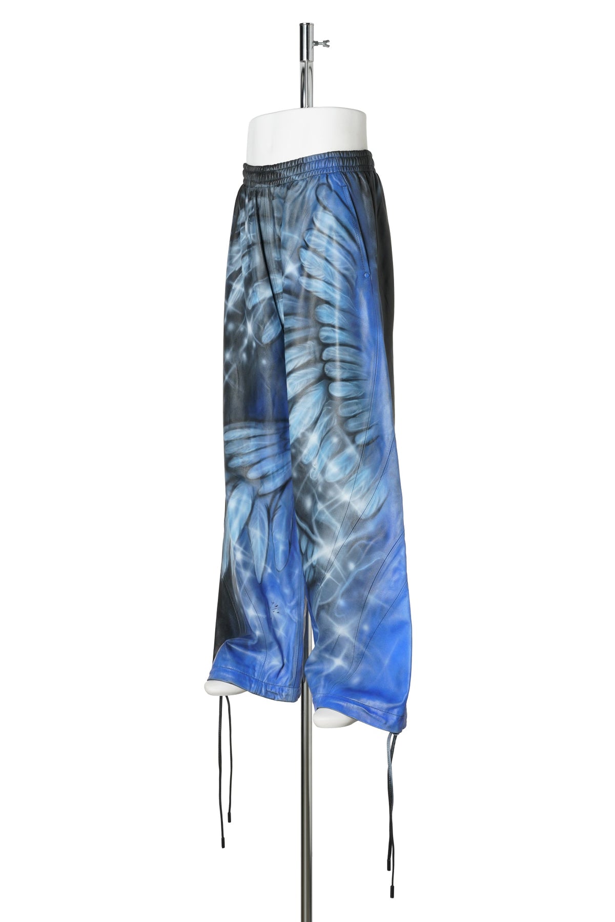 LEATHER TRACKPANT / BLACK/BLUE