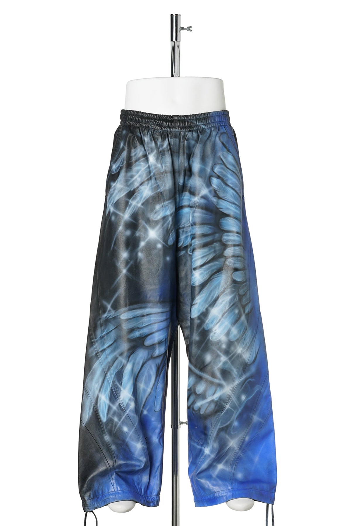 LEATHER TRACKPANT / BLACK/BLUE