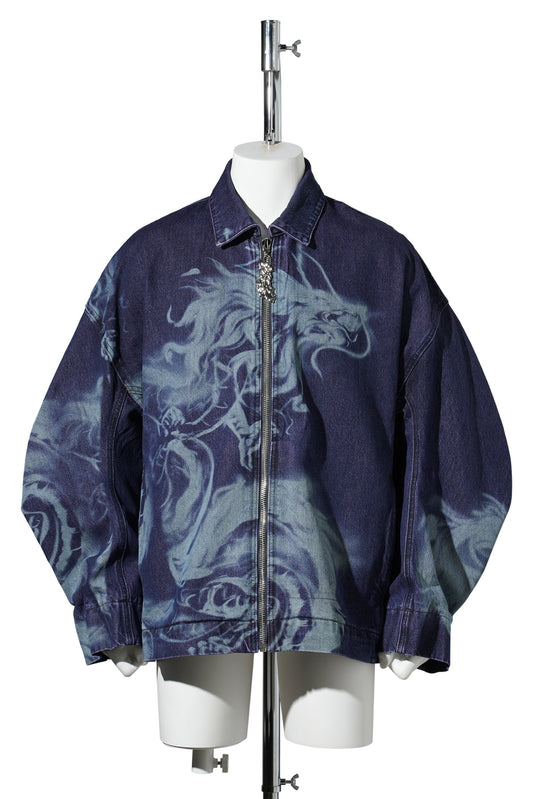 PRINTED DENIM JACKET / BLUE