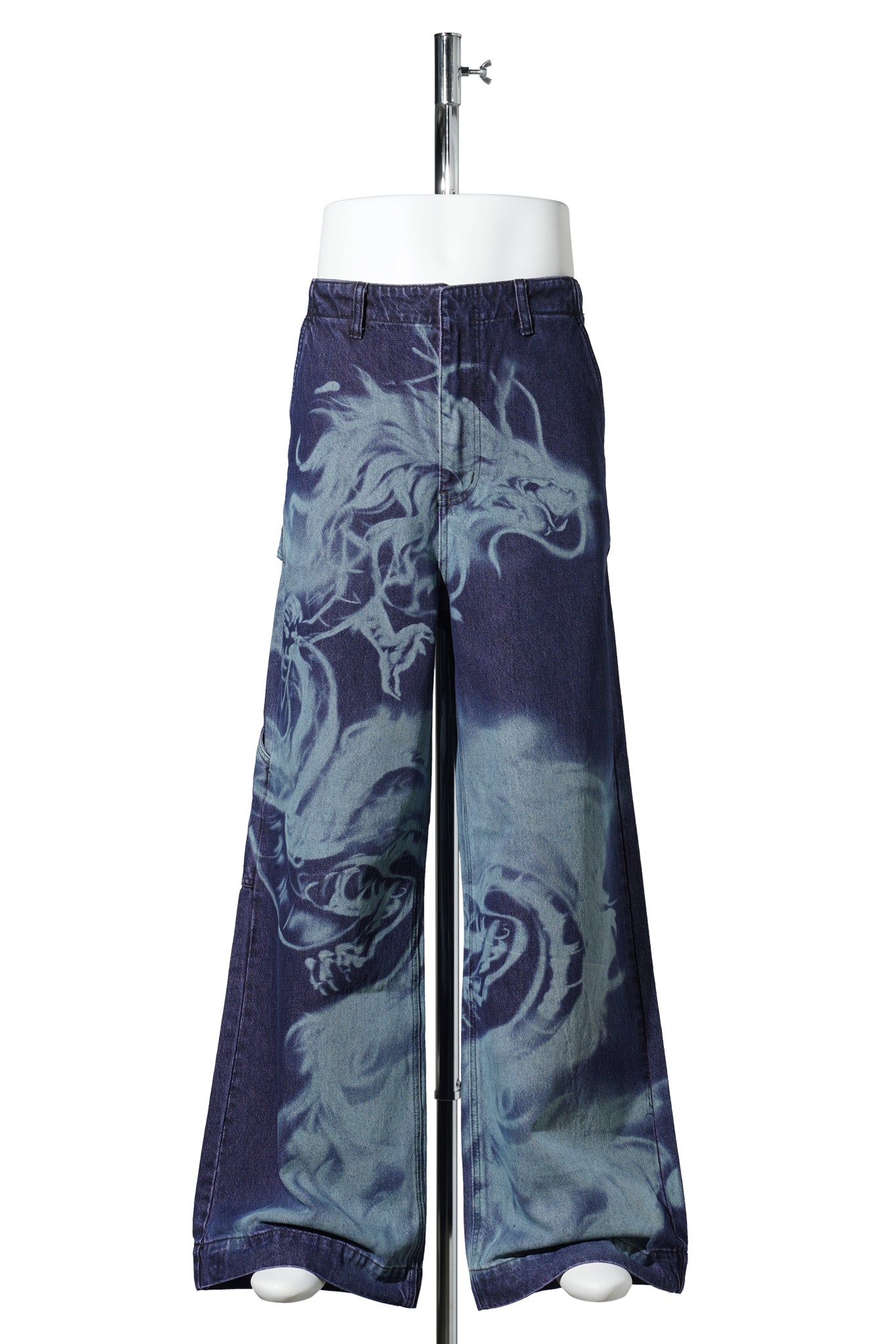 PRINTED DENIM TROUSERS / BLUE