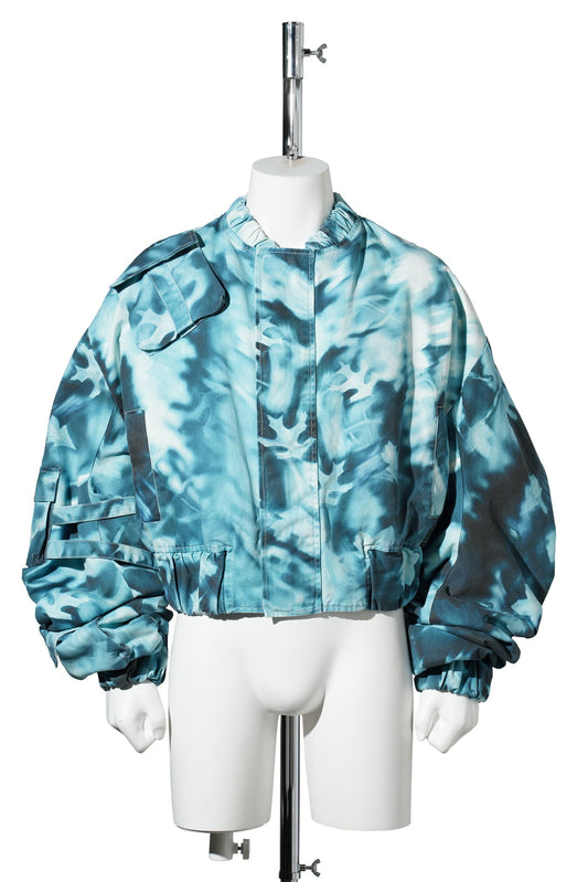 PADDED DENIM JACKET / ICE BLUE/NAVY