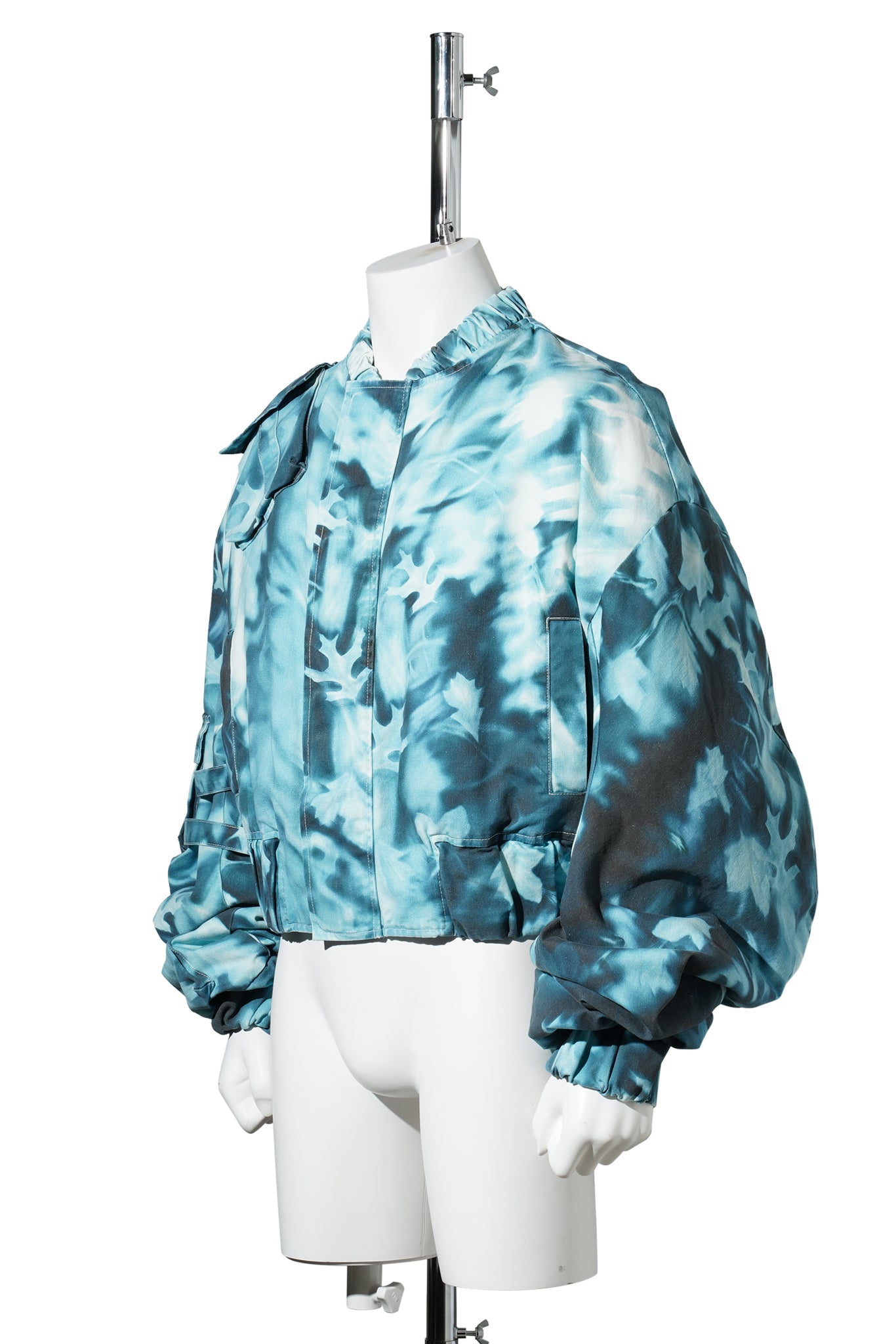 PADDED DENIM JACKET / ICE BLUE/NAVY