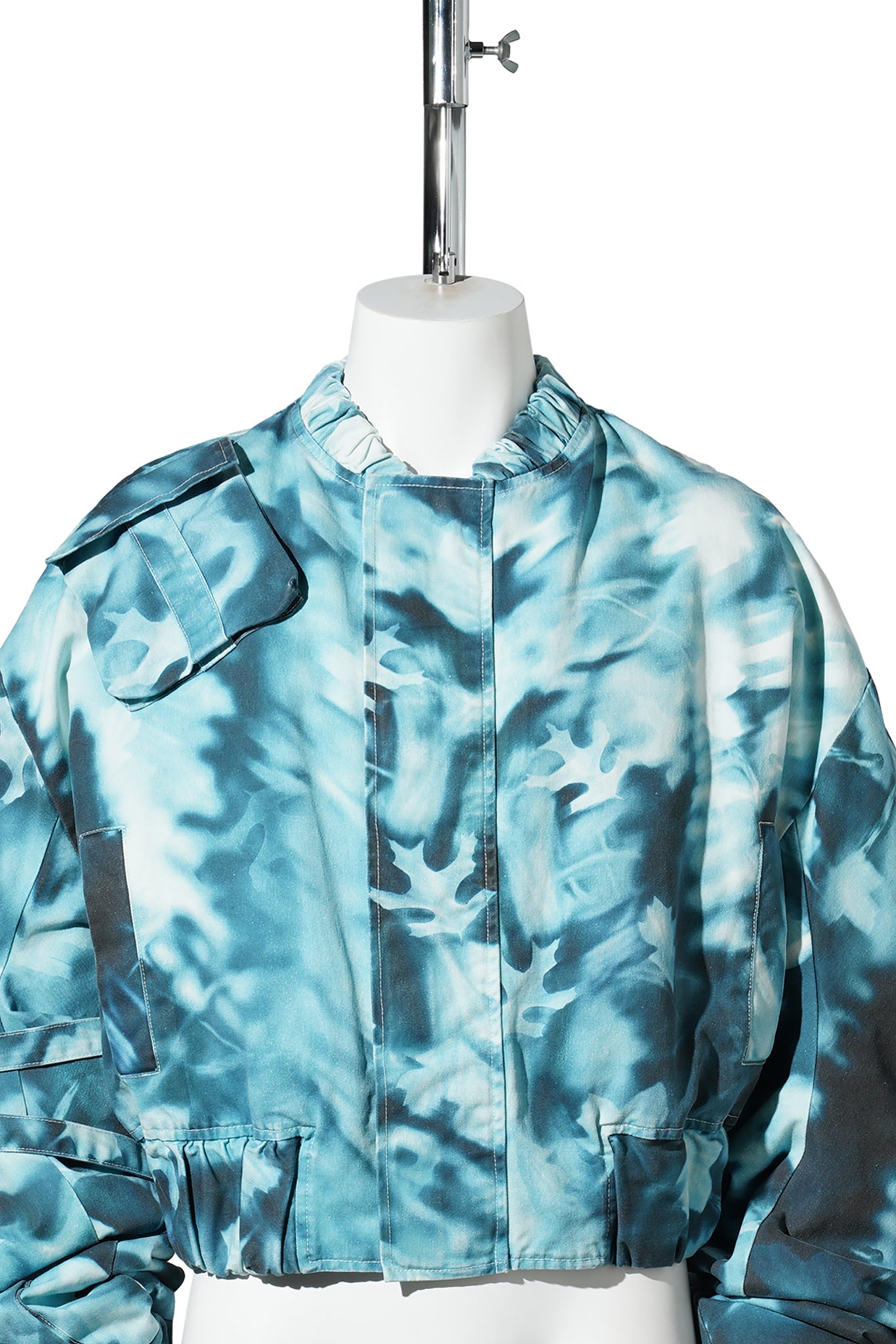 PADDED DENIM JACKET / ICE BLUE/NAVY