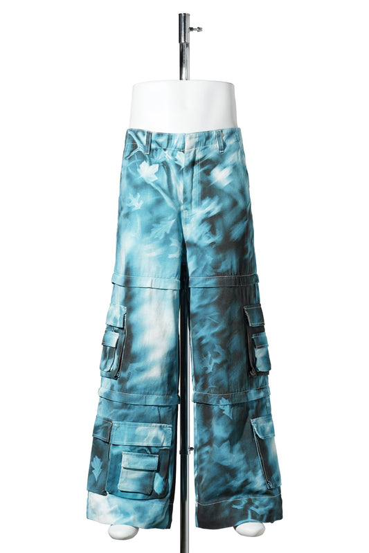ZIP DENIM TROUSERS / ICE BLUE/NAVY