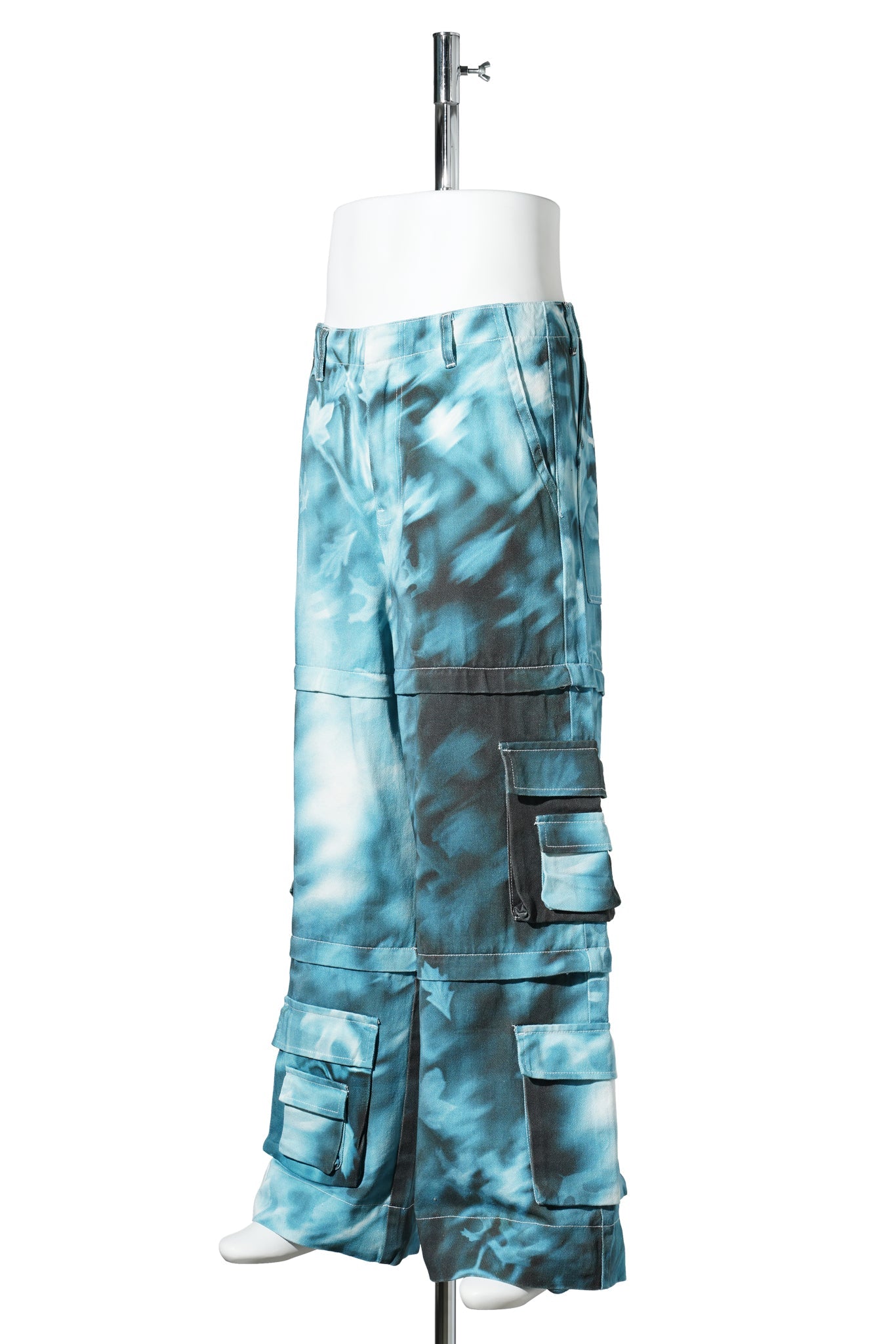 ZIP DENIM TROUSERS / ICE BLUE/NAVY
