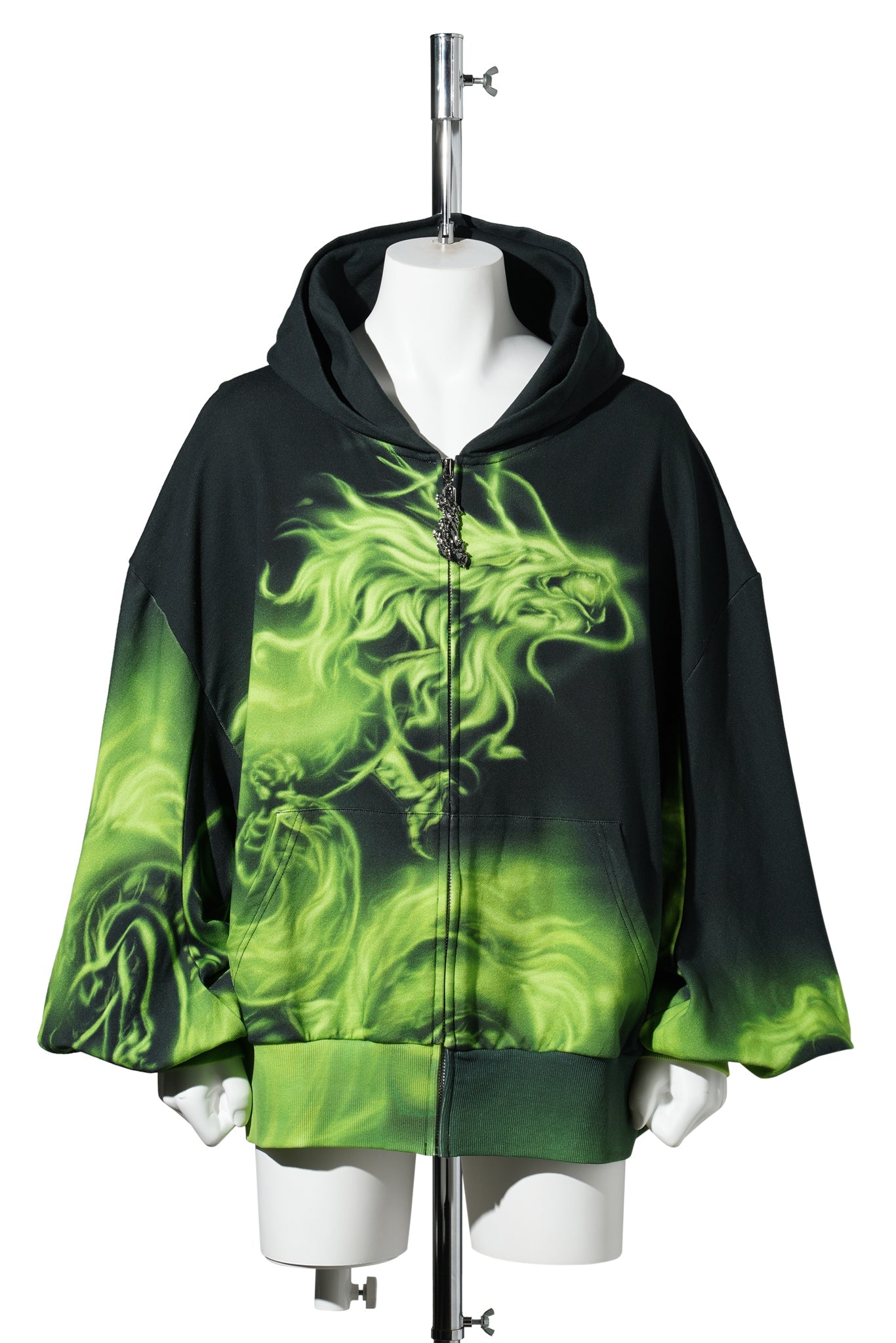 PRINTED HOODIE / BLACK/LIME