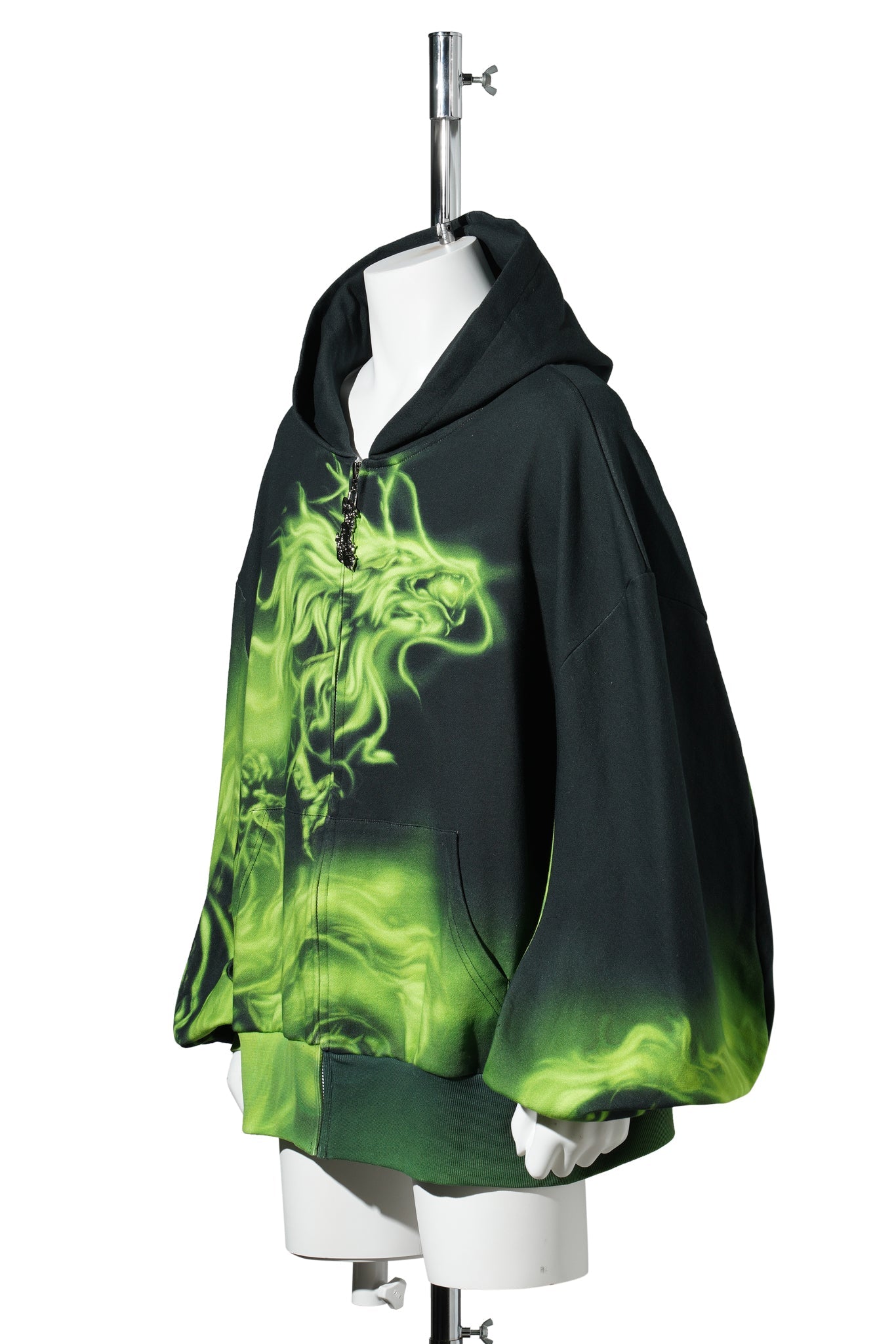 PRINTED HOODIE / BLACK/LIME