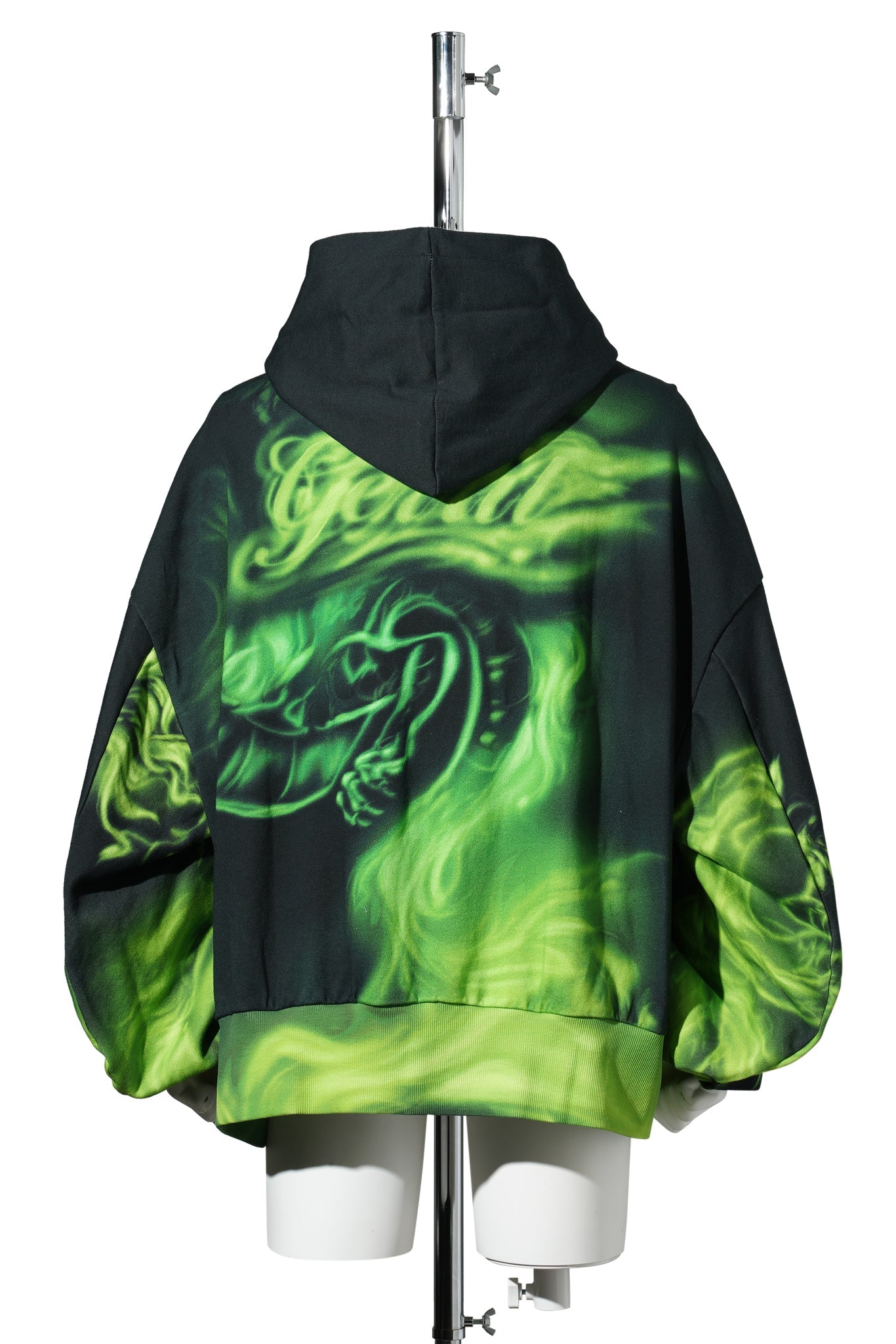 PRINTED HOODIE / BLACK/LIME