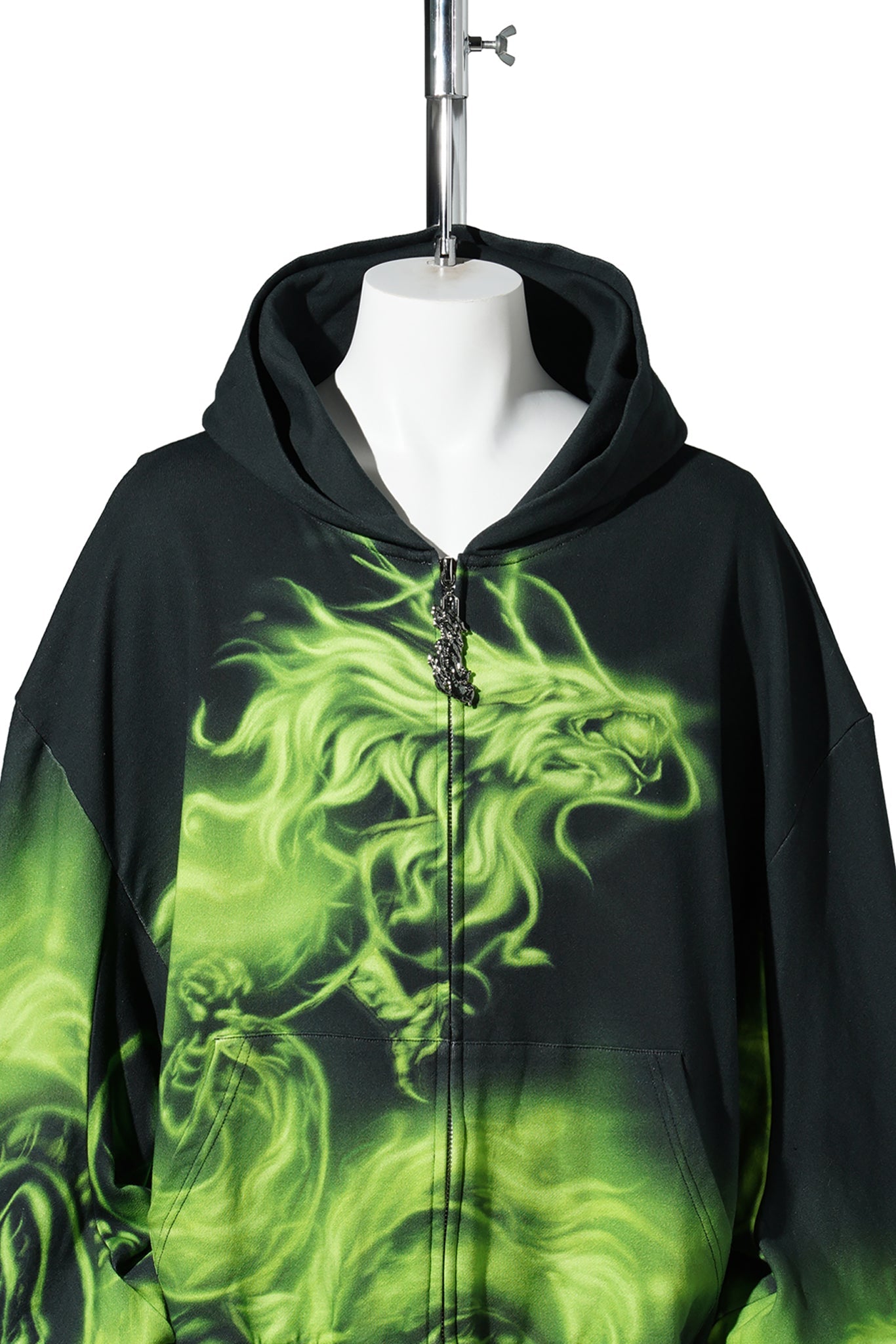 PRINTED HOODIE / BLACK/LIME