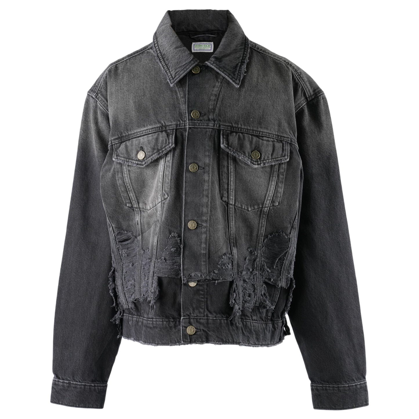 GUSA DISTRESSED DENIM JACKET / GBS2:GUSA SANDED BLACK WA