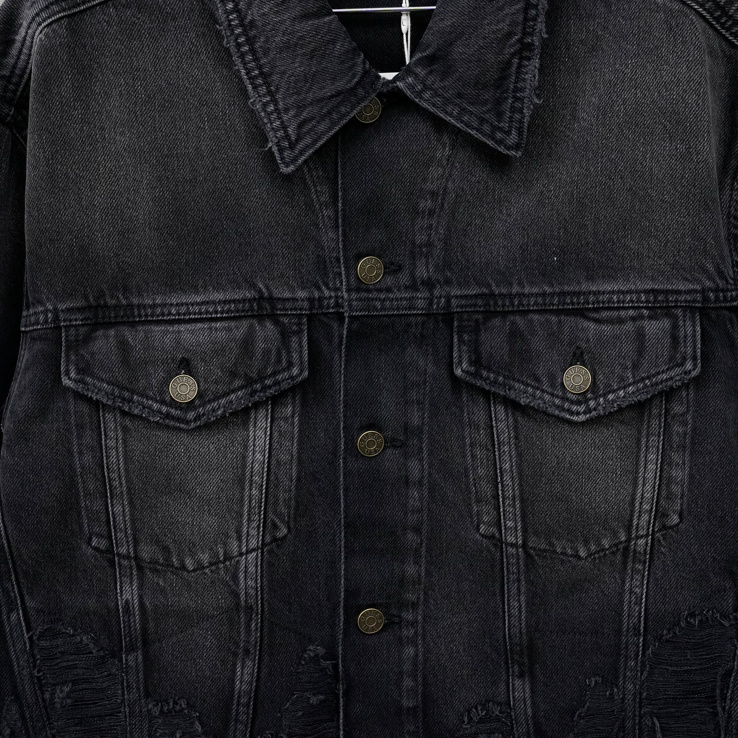 GUSA DISTRESSED DENIM JACKET / GBS2:GUSA SANDED BLACK WA